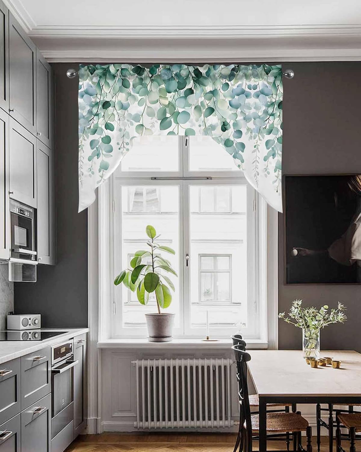Green Eucalyptus Swag Valance 56 x 36 for Windows