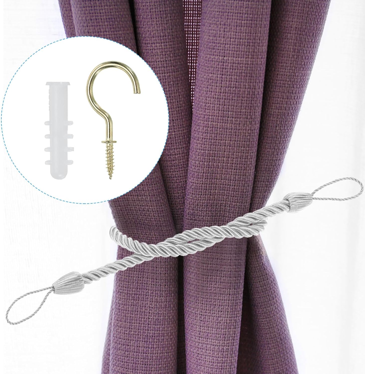 PATIKIL 6 Pack White Curtain Tiebacks Ropes