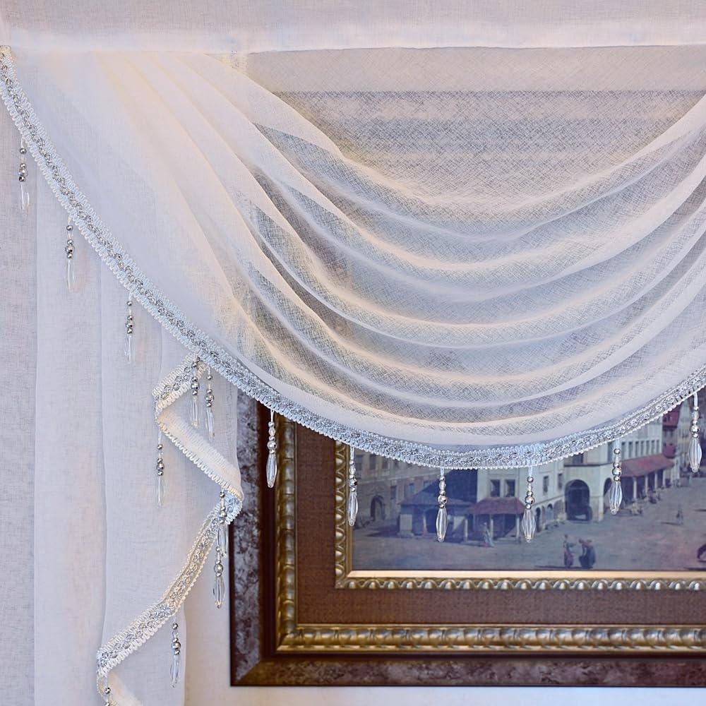 Simple Style White Sheer Curtain Valance for Living Room