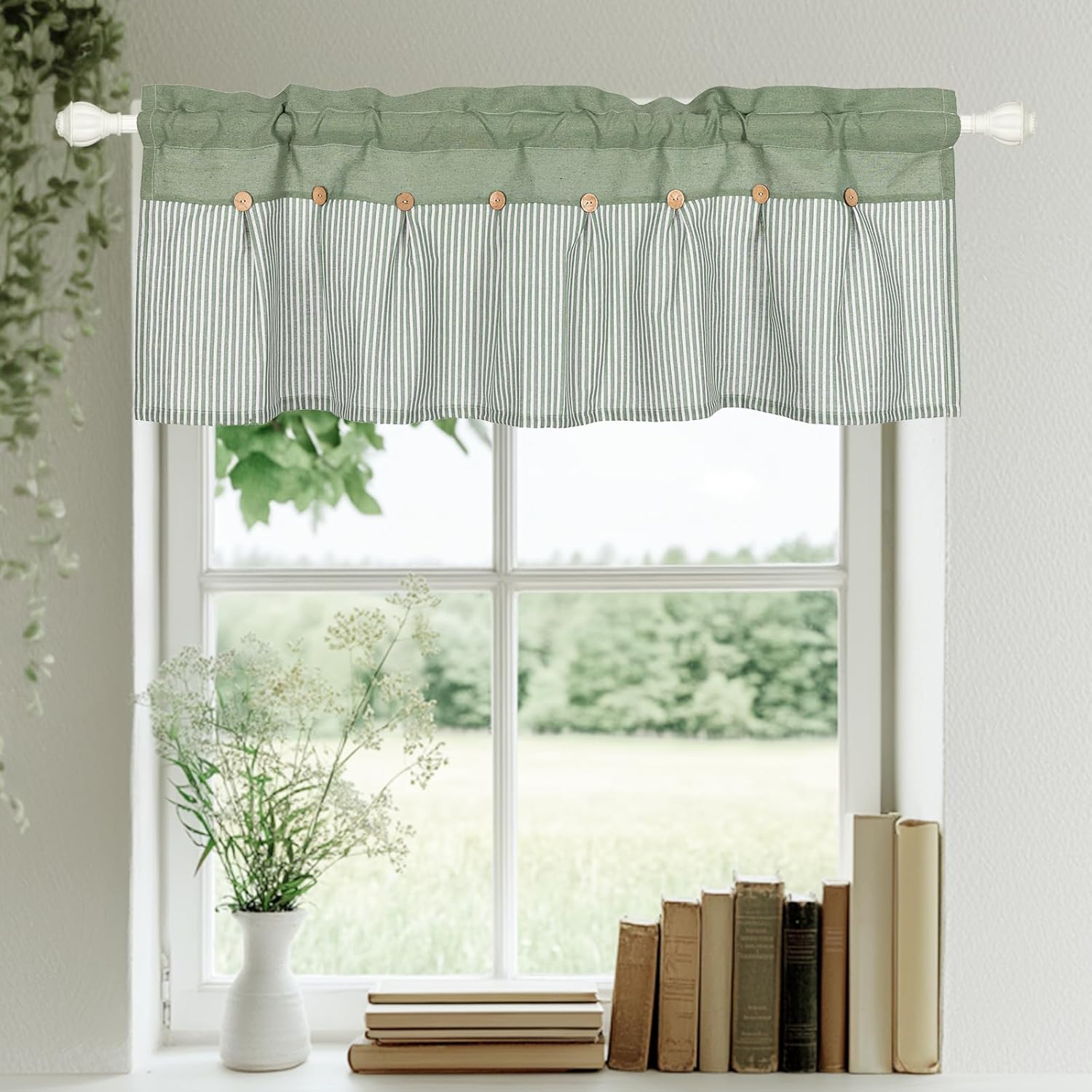 FUANGUI Valance Curtain 42x18 Linen Farmhouse Design