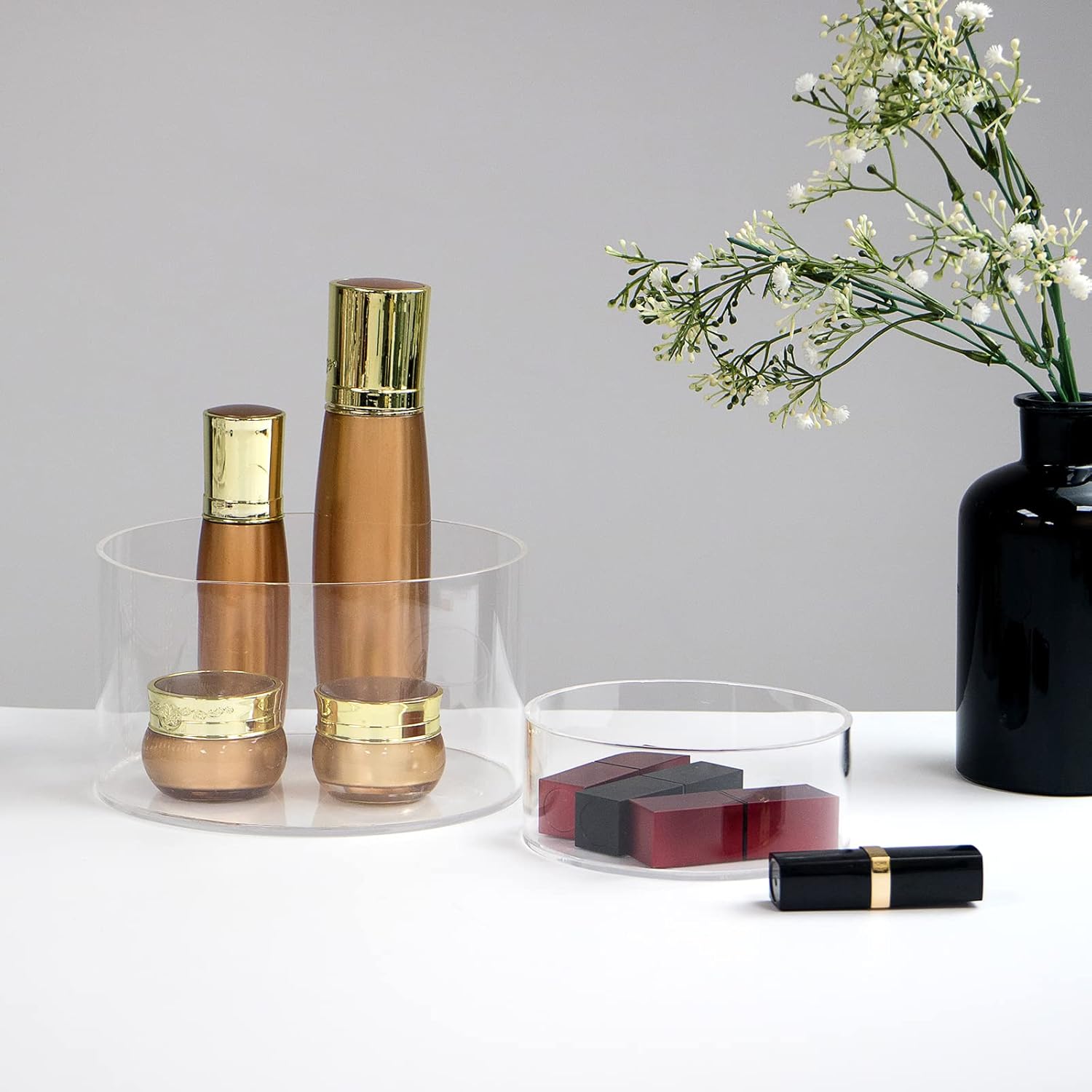 Clear Acrylic Round Display Riser Stands with Hollow Base