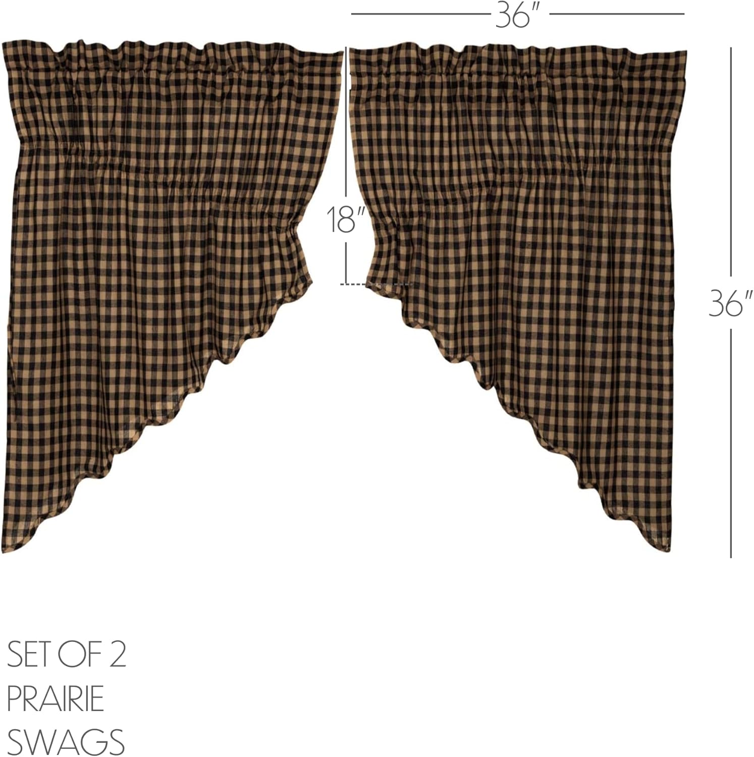 VHC Brands Prairie Scalloped Valance Set of 2