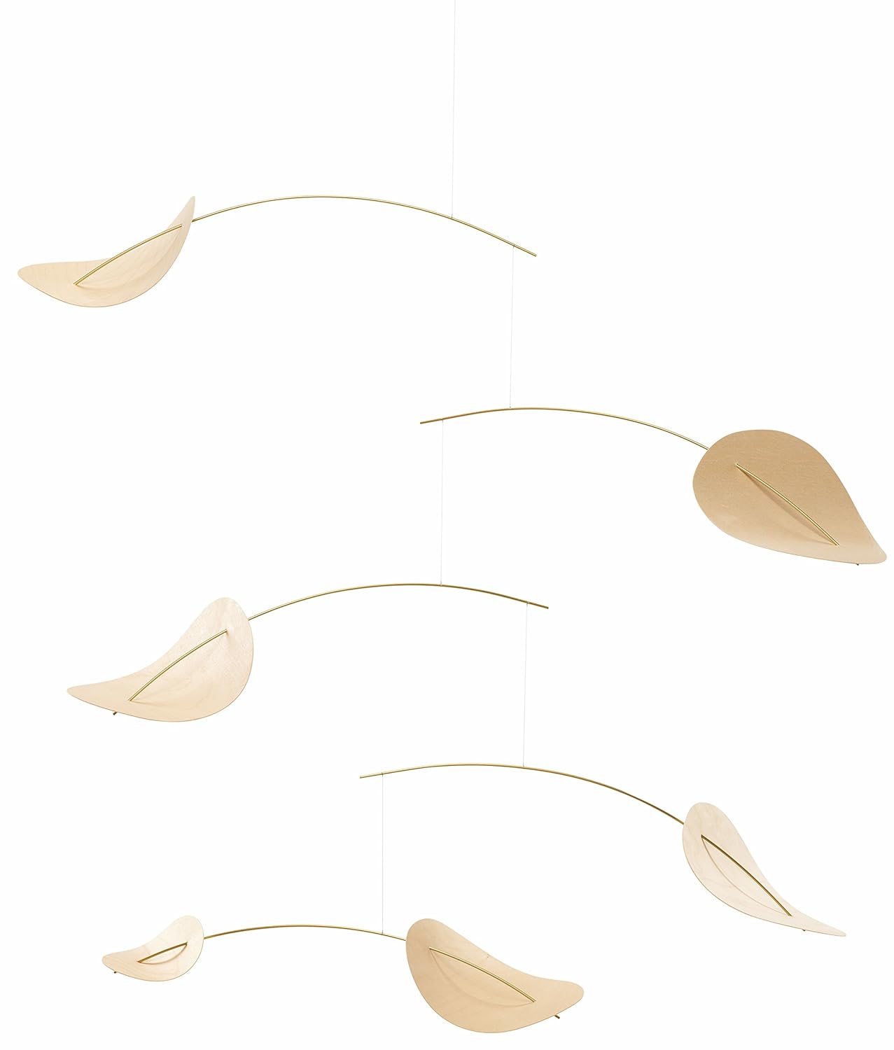 Drifting Clouds Hanging Mobile - 39 Inches - Beech Wood and Steel