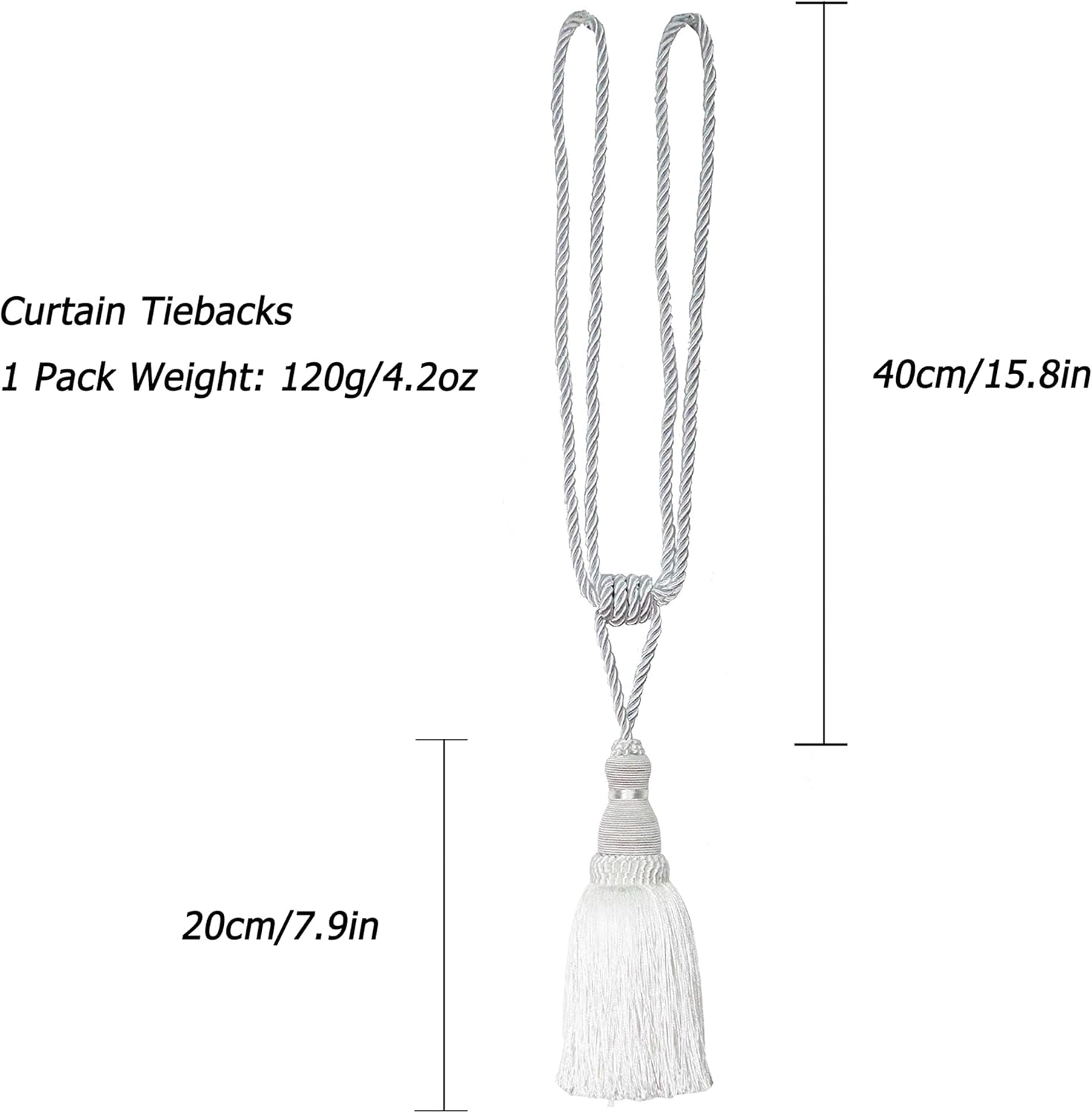 BEL AVENIR 2 Pack Shiny Polyester Curtain Tiebacks