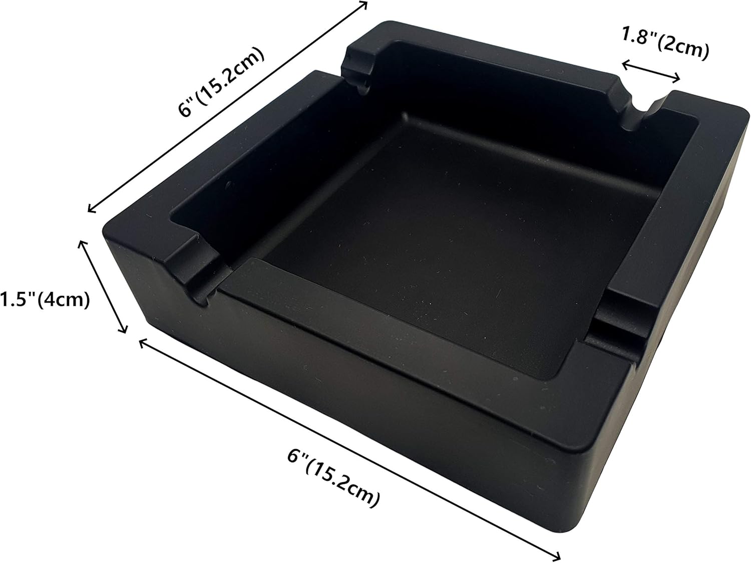 6-Inch Large Black Silicone Cigar Ash Tray with 2 Grooves