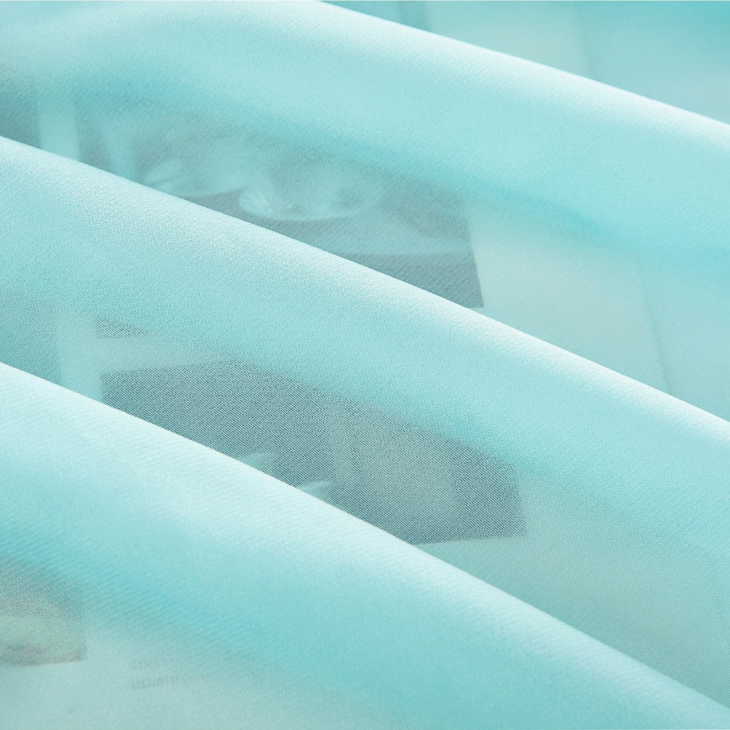 VOGOL Light Blue Sheer Valance 52x18 Inches 1 Panel