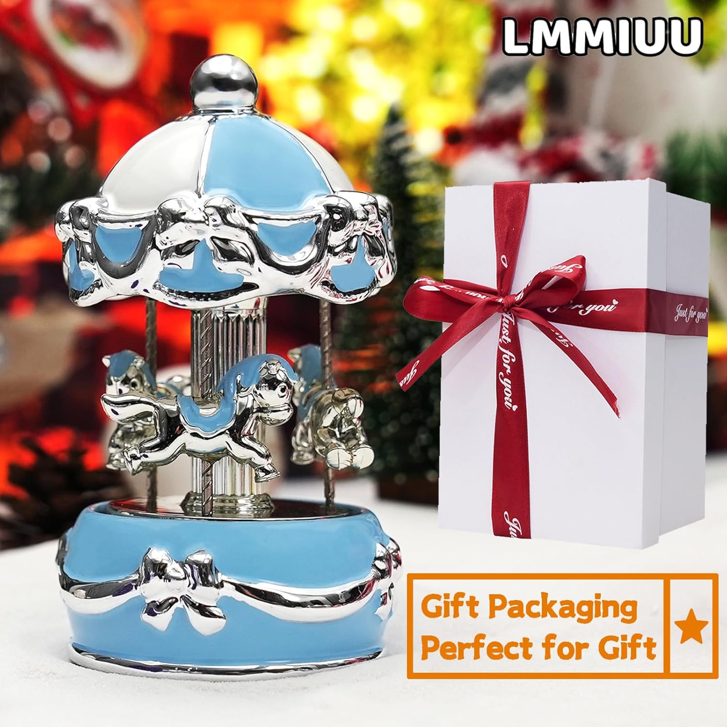 Blue Butterfly Ceramic Musical Carousel Gift