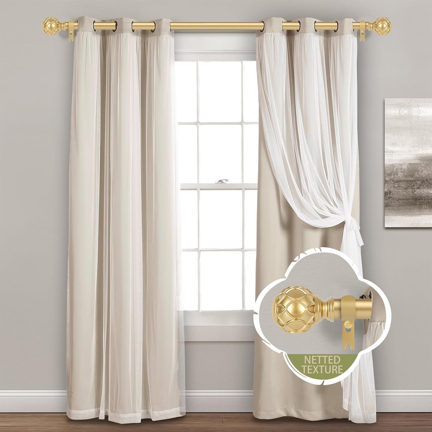 Gold Adjustable Curtain Rods 36-88 Inch