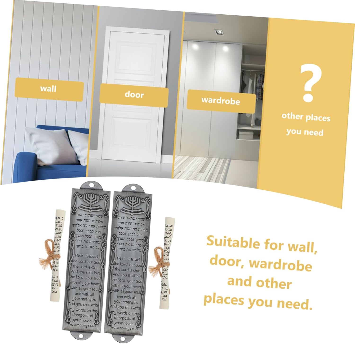 Kichvoe 2pcs Metal Mezuzah Set with Scroll