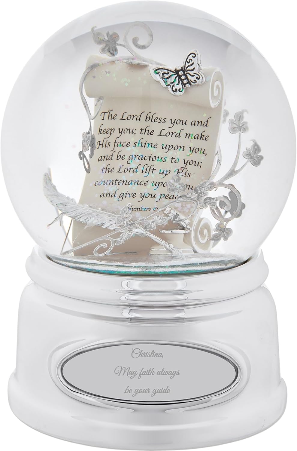 THINGS REMEMBERED Inspirational Prayer Scroll Musical Snow Globe