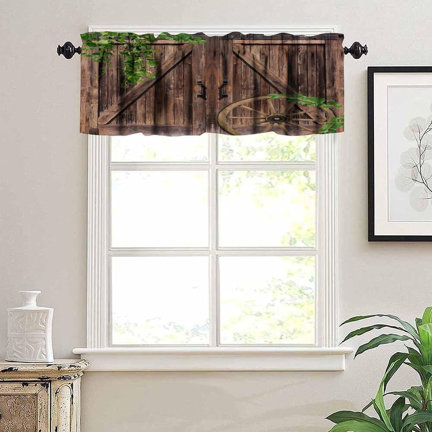 Rustic Barn Door Valance Curtain - 54x18 Inch