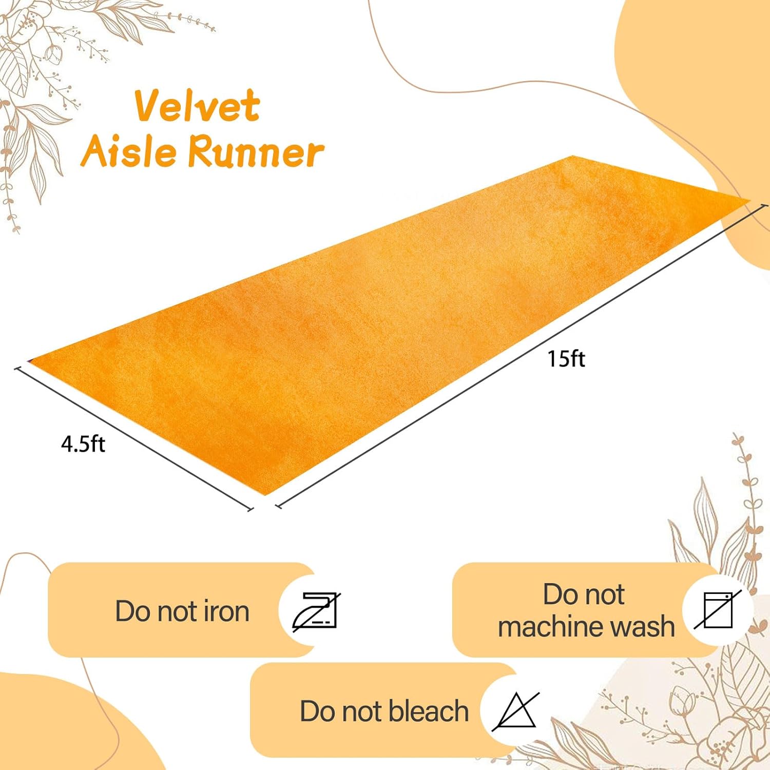 Gold Velvet Aisle Runner for Weddings 45ft x 15ft
