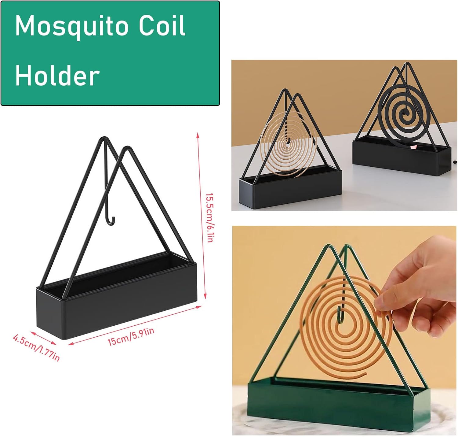 2 Pack Mosquito Coil Holder Full Metal Triangular Stand