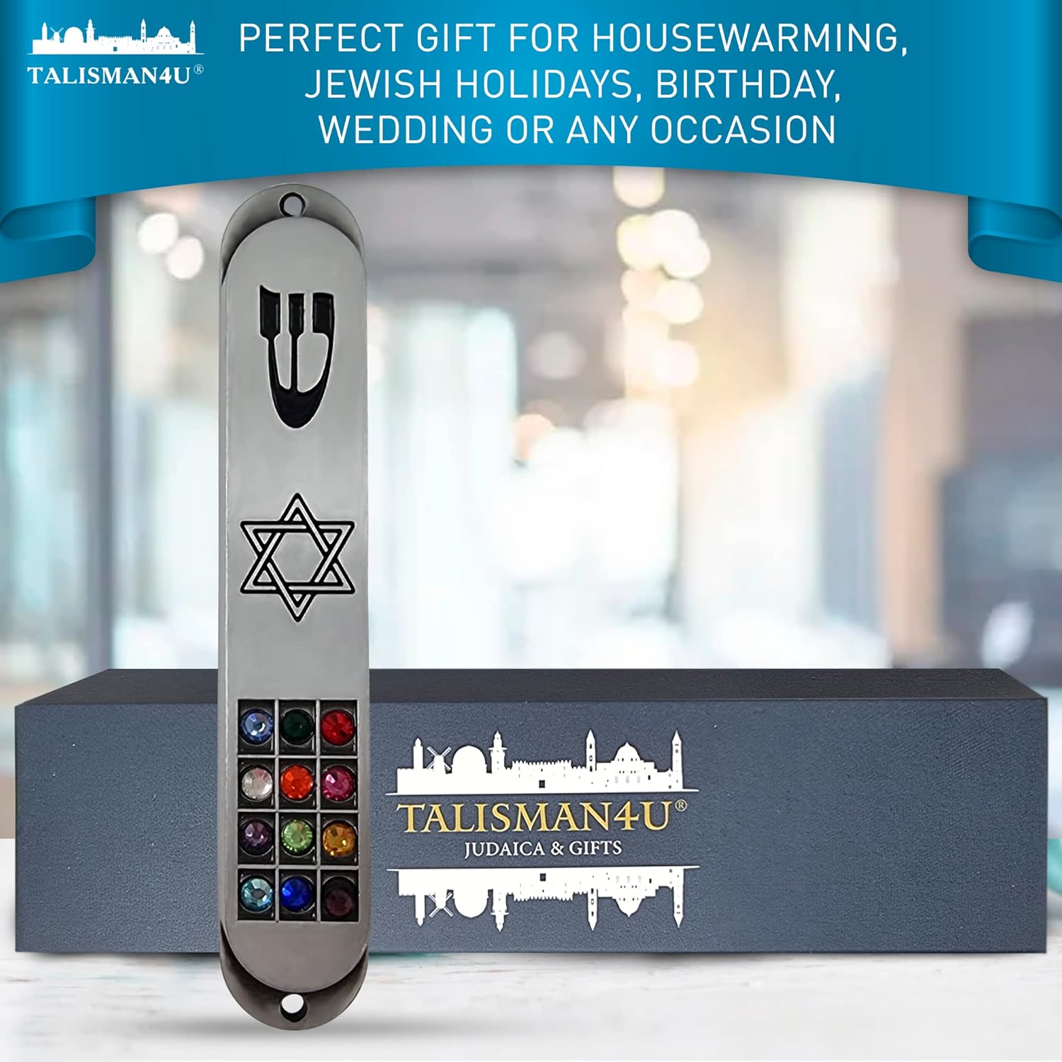 TALISMAN4U Pewter Mezuzah with Scroll for Door