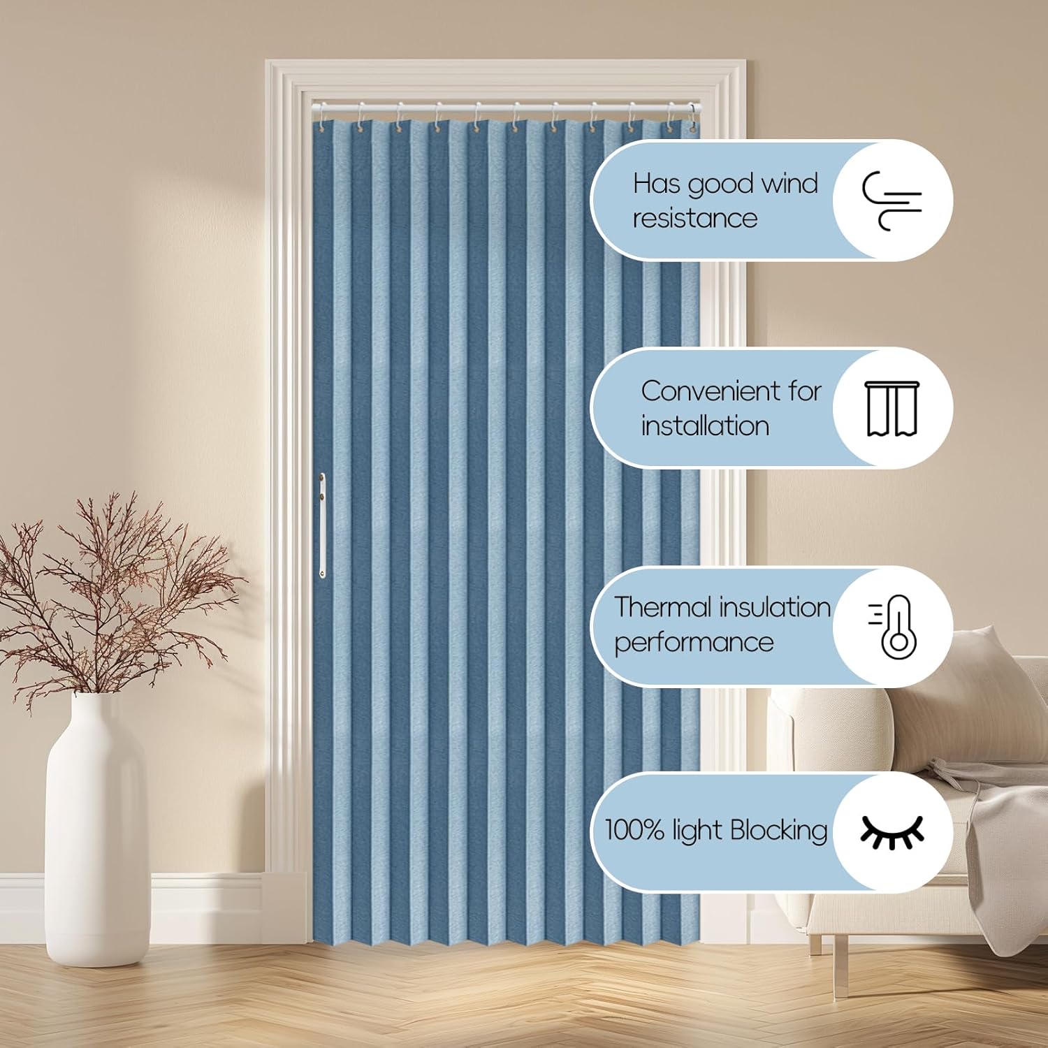 AJAZZ 100 Blackout Accordion Door Curtain 1 Panel