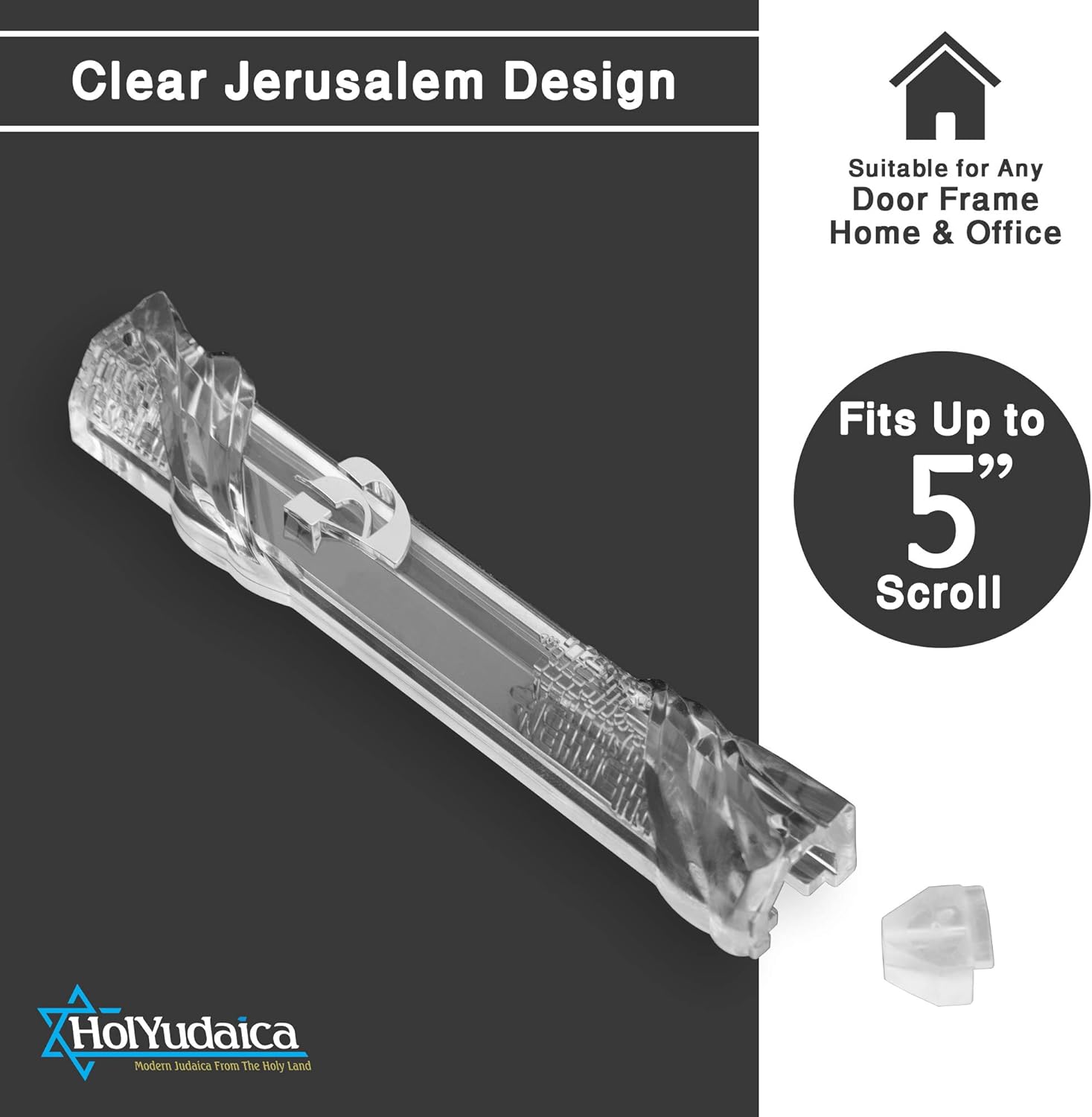 HolYudaica 5 Inch Mezuzah Case with Jerusalem Design
