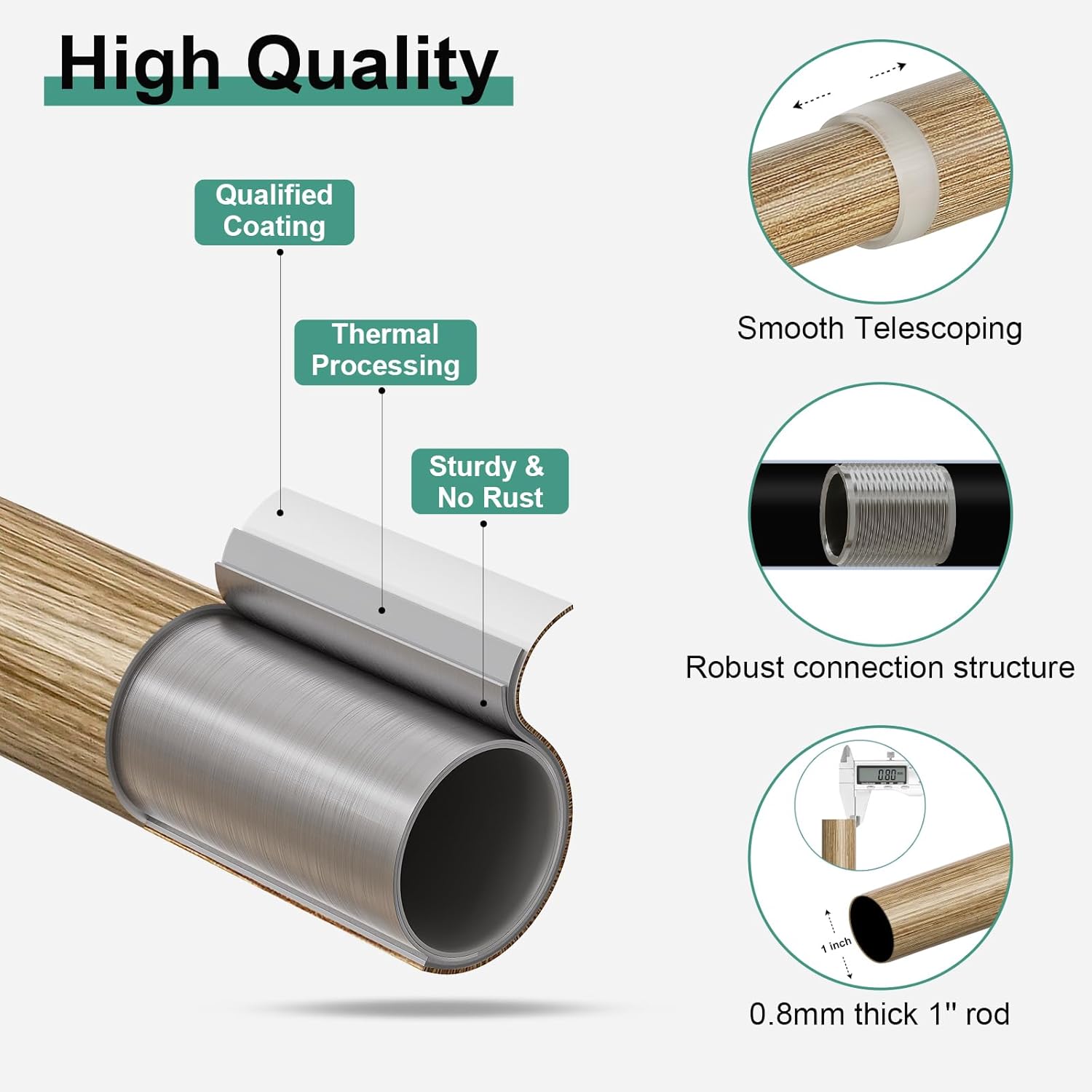Weathered Wood Boho Curtain Rods 18-60 Inch Set