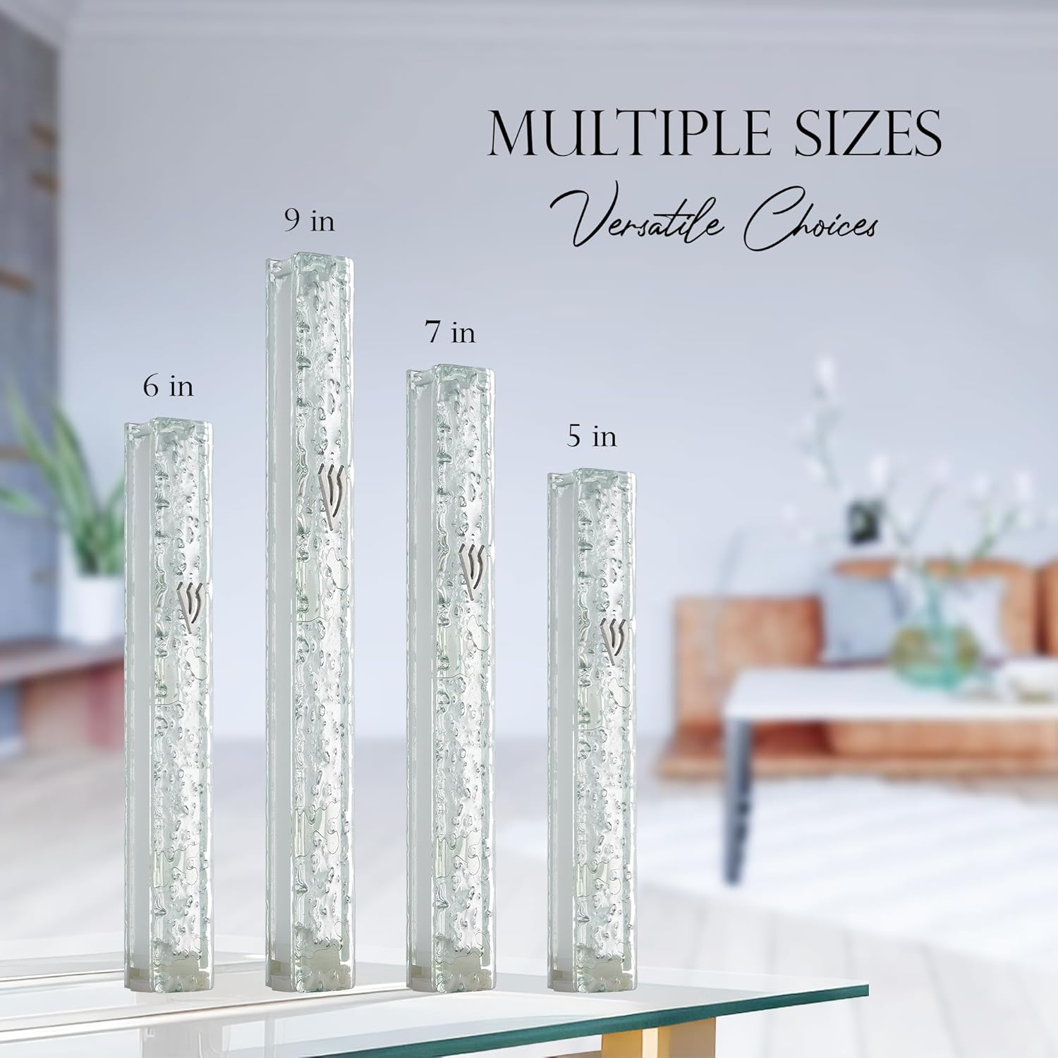 Modern Glass Mezuzah Case with Shattered Design