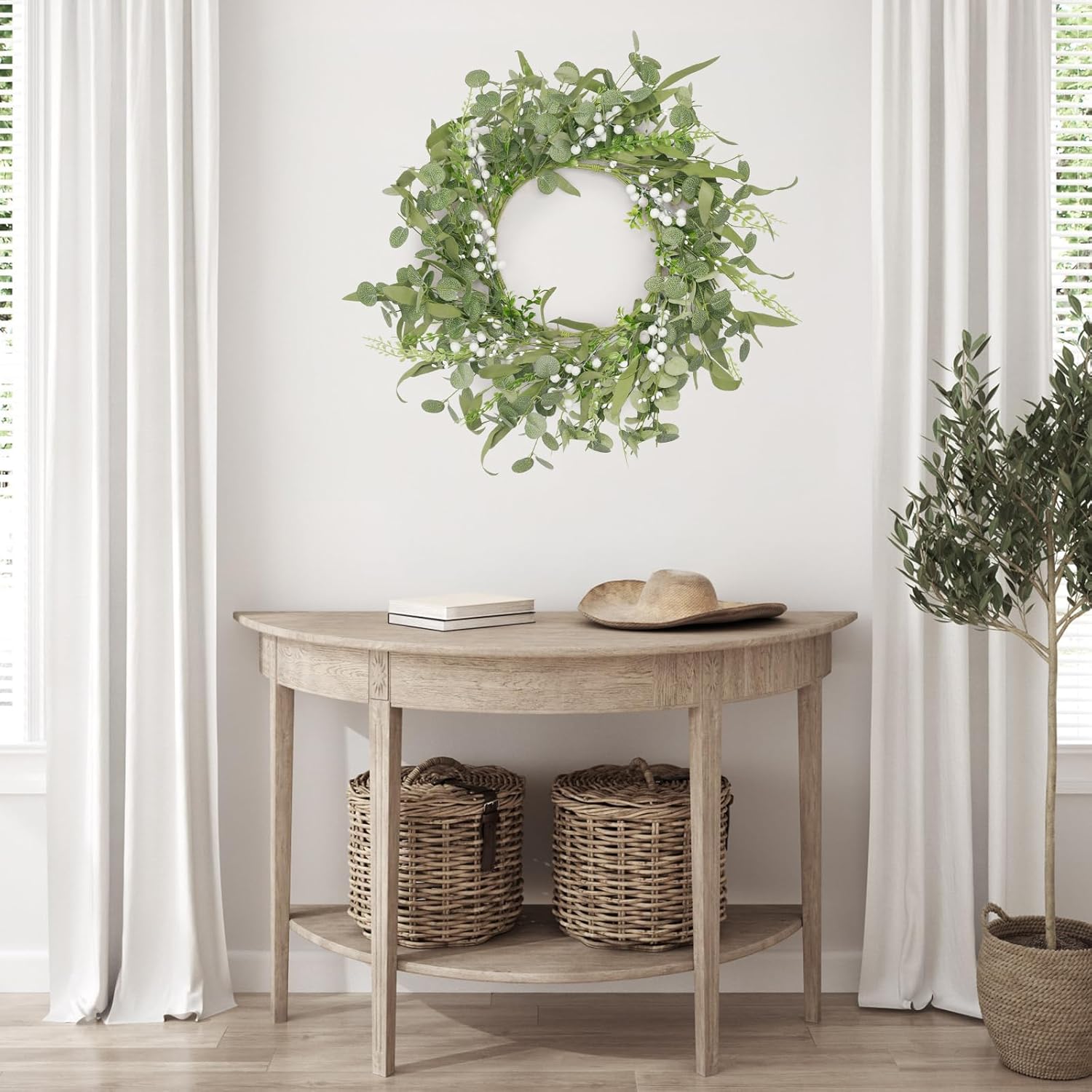 Artificial Eucalyptus Wreath 20 Inch Front Door Decor