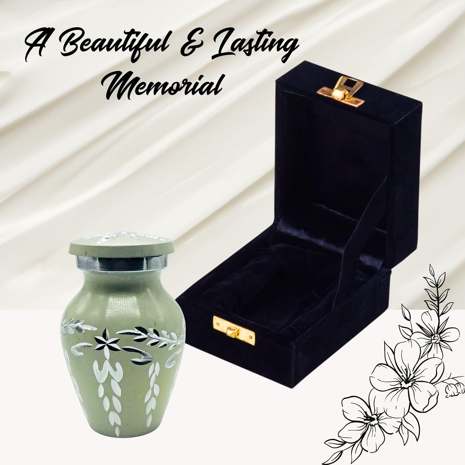 Velvet Box Cremation Urn with Diamond Cutting Design