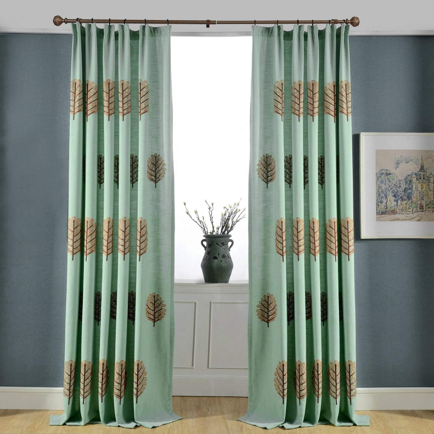 Modern Floral Carved Curtain Rod 1 Inch Diameter