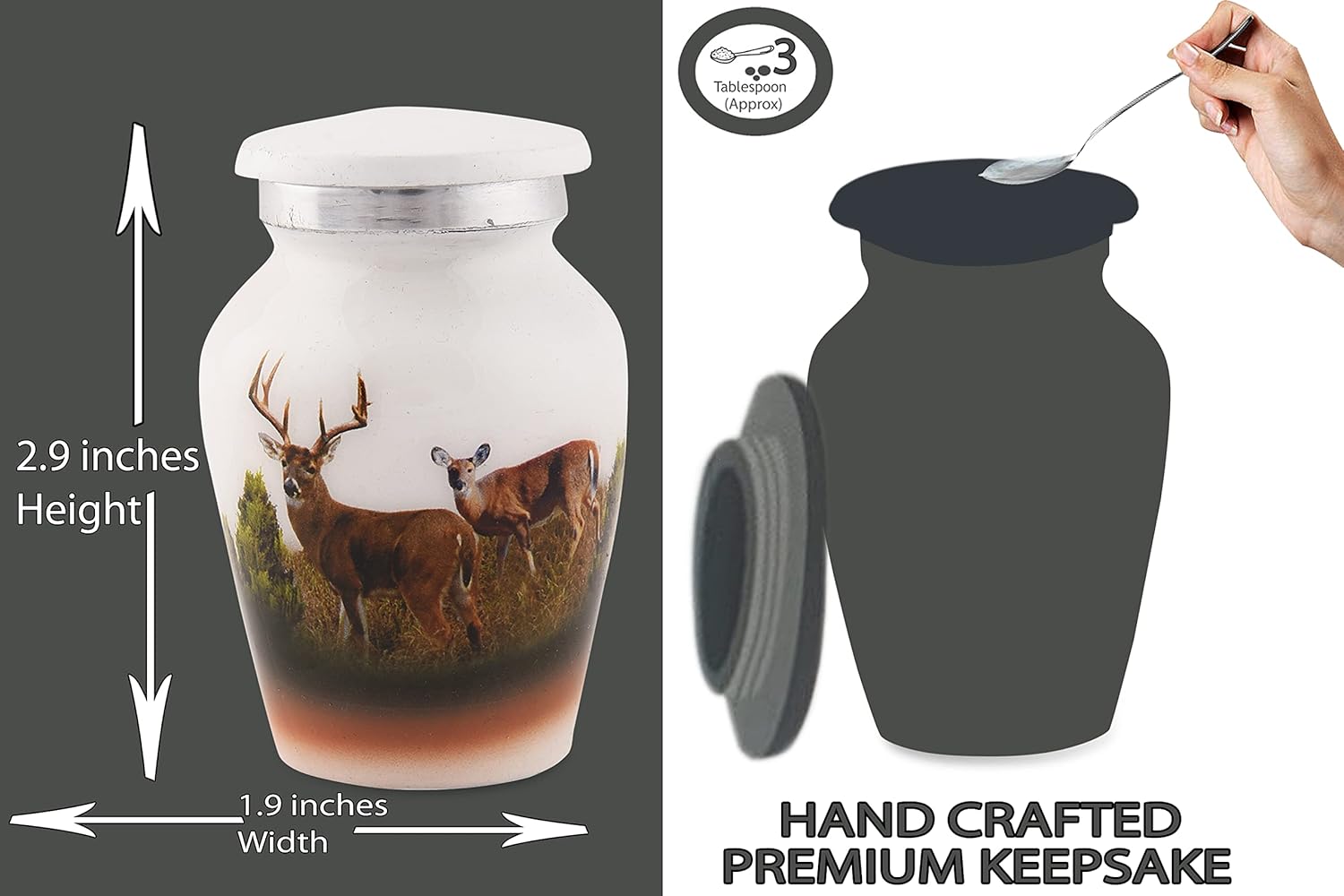 Bold Divine Mini Urn Set of 4 Deers for Human Ashes