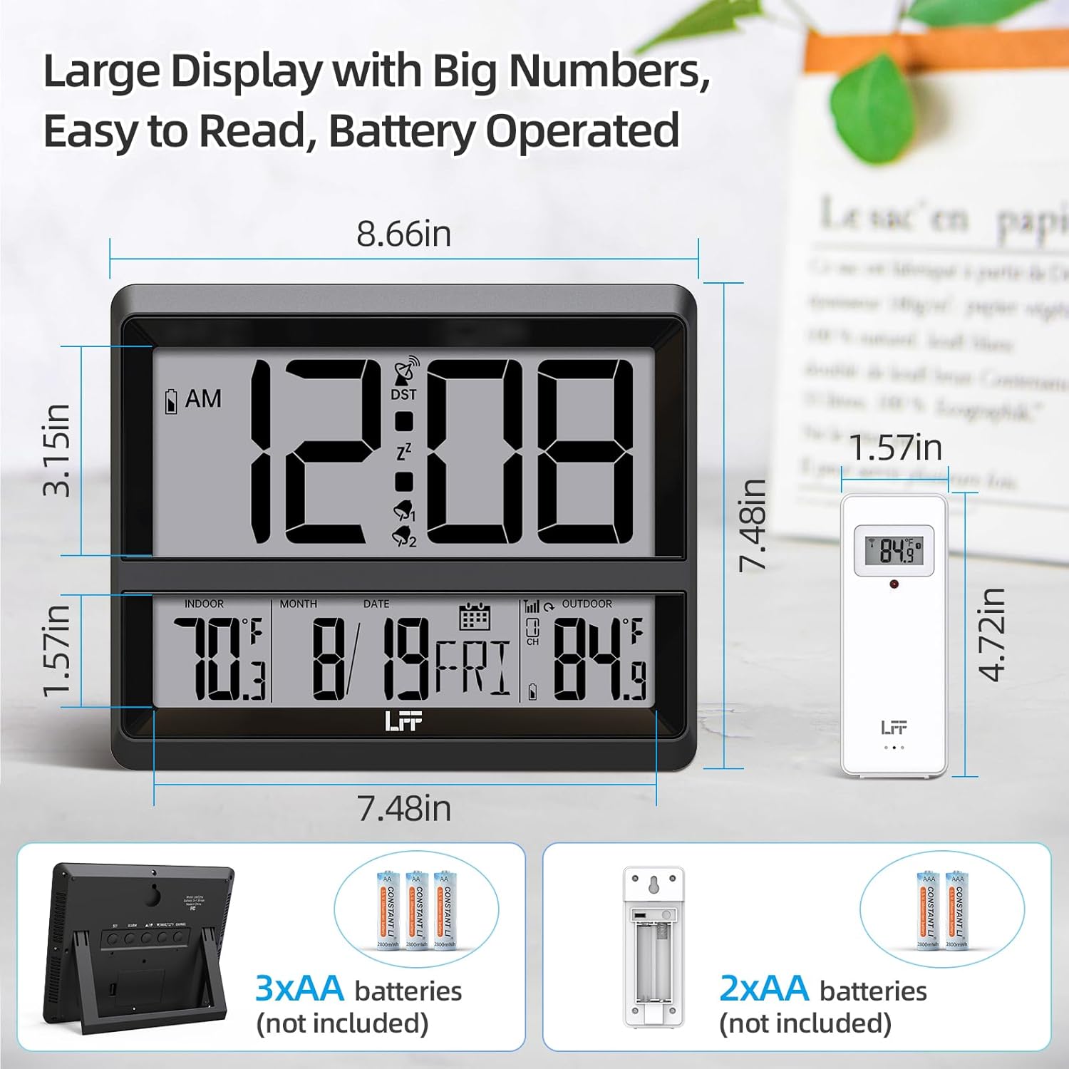 LFF Atomic Clock with Large Display and Temperature Monitoring