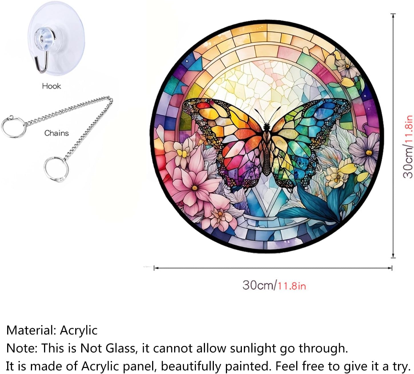 MATIHAY Rainbow Butterfly Wall Decor with Metal Chain