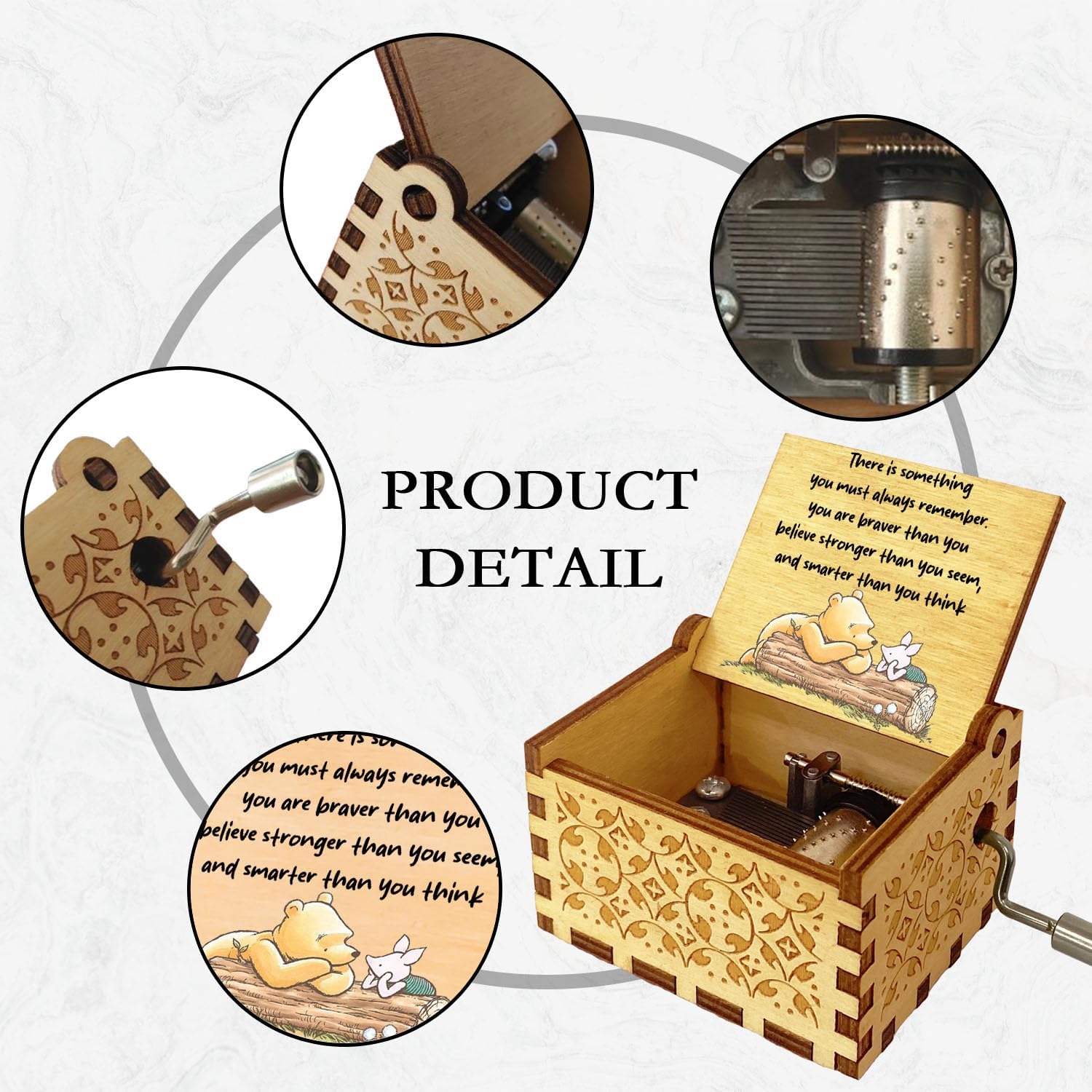 Winnie the Pooh Music Box Wooden Musical Box for Sisters and Friends