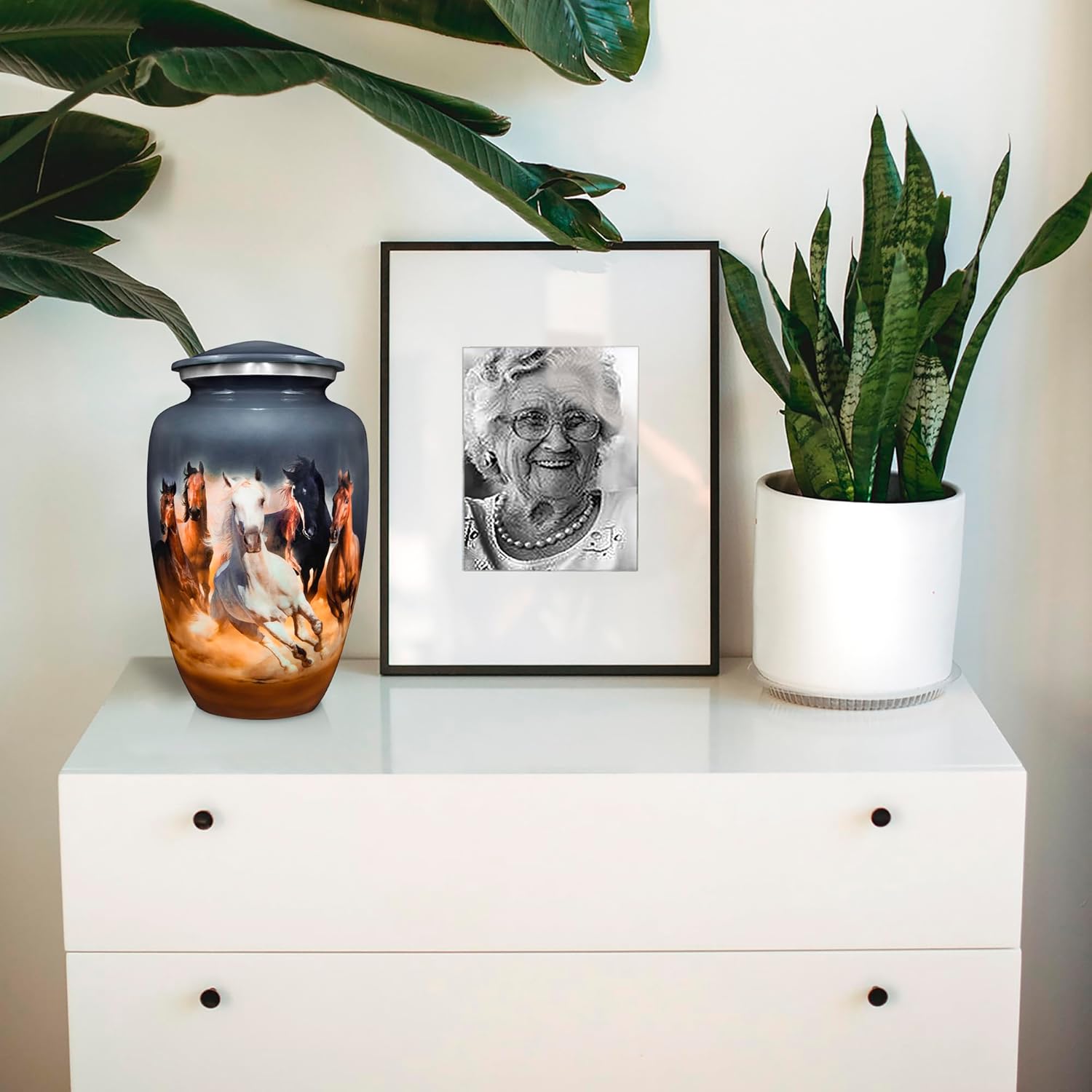 Trupoint Memorials Cremation Urns for Human Ashes - Gray Horse Design