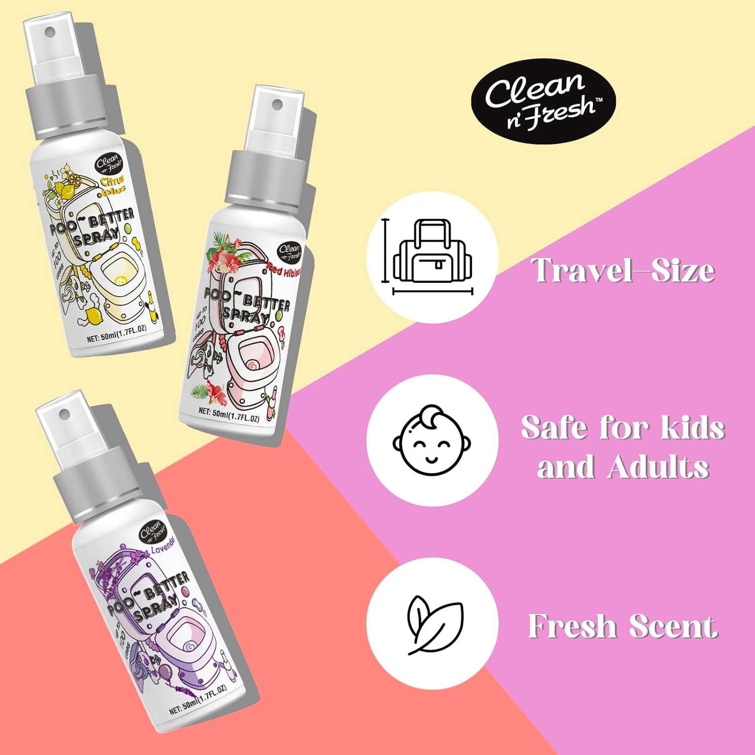 Clean-n-Fresh Toilet Spray Variety Pack 3 Fl Oz