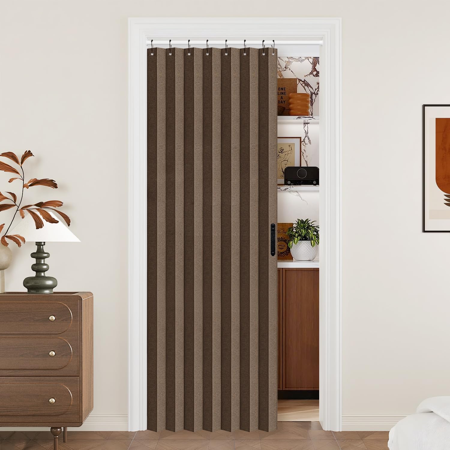 Vatge Door Curtains Brown 1 Panel Tieback Divider