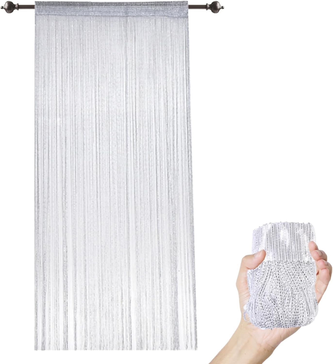 Eioflia Beaded Door Curtain 79x39 Inch Grey
