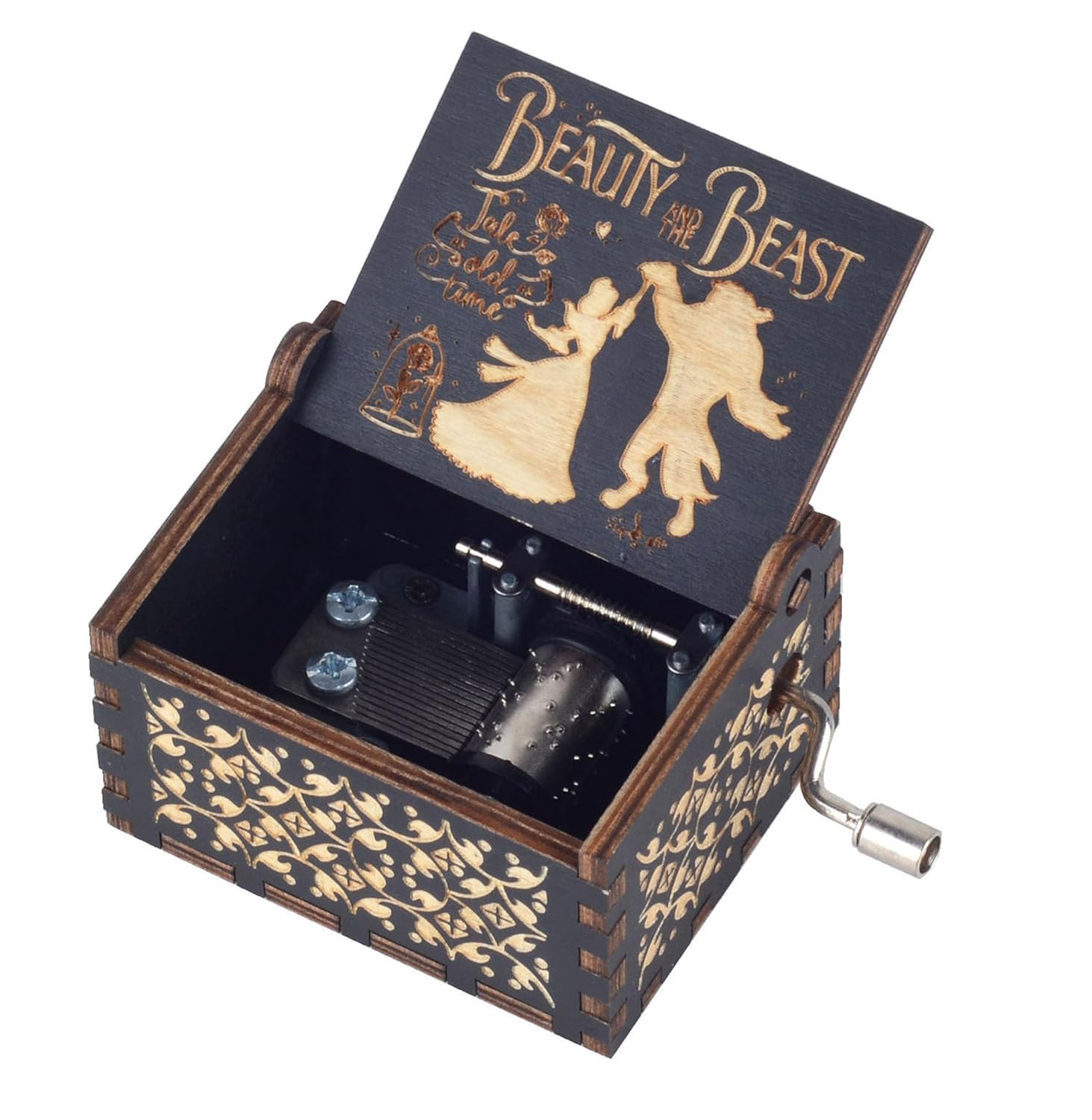 Beauty Music Box Beast Wooden Hand Crank Musical Box Gift for Her