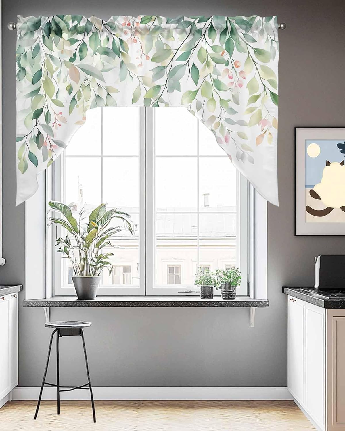 Green Botanical Swag Valance 56x36 for Windows