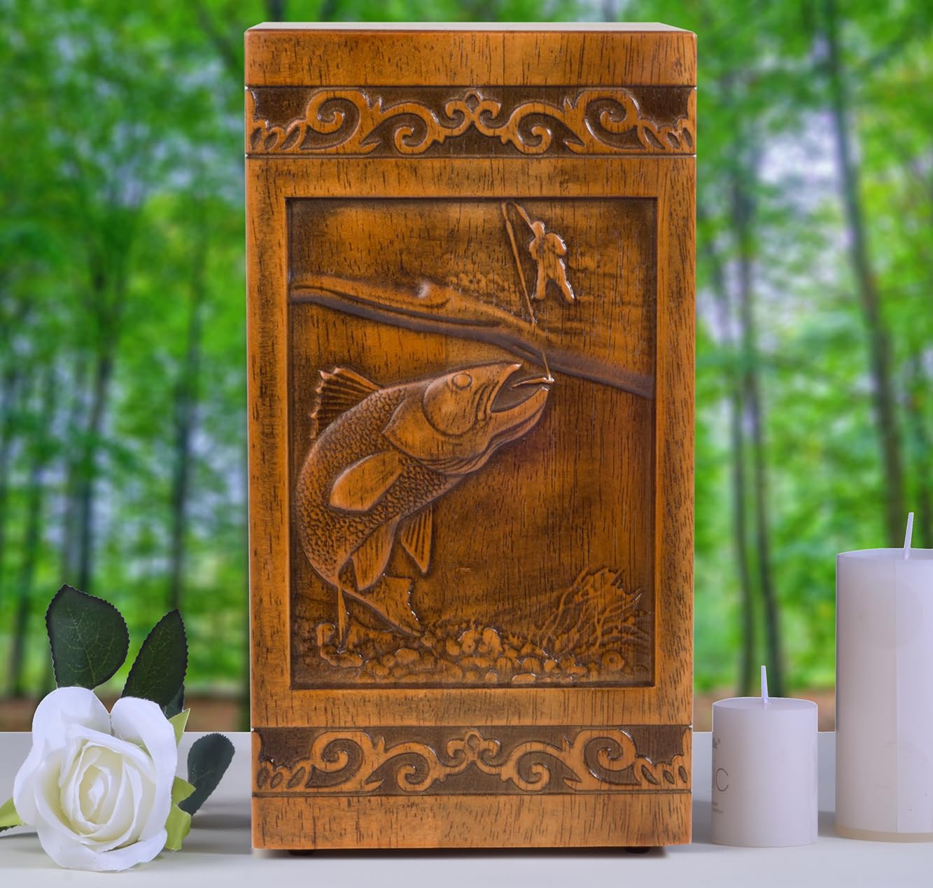Wooden Cremation Urn for Human Ashes 250 Lbs Capacity