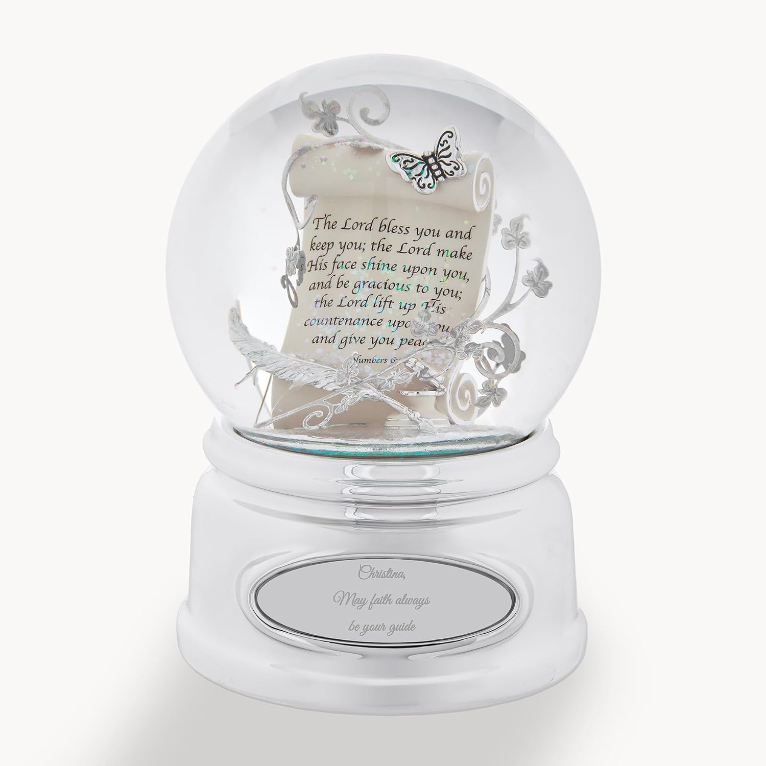 THINGS REMEMBERED Inspirational Prayer Scroll Musical Snow Globe