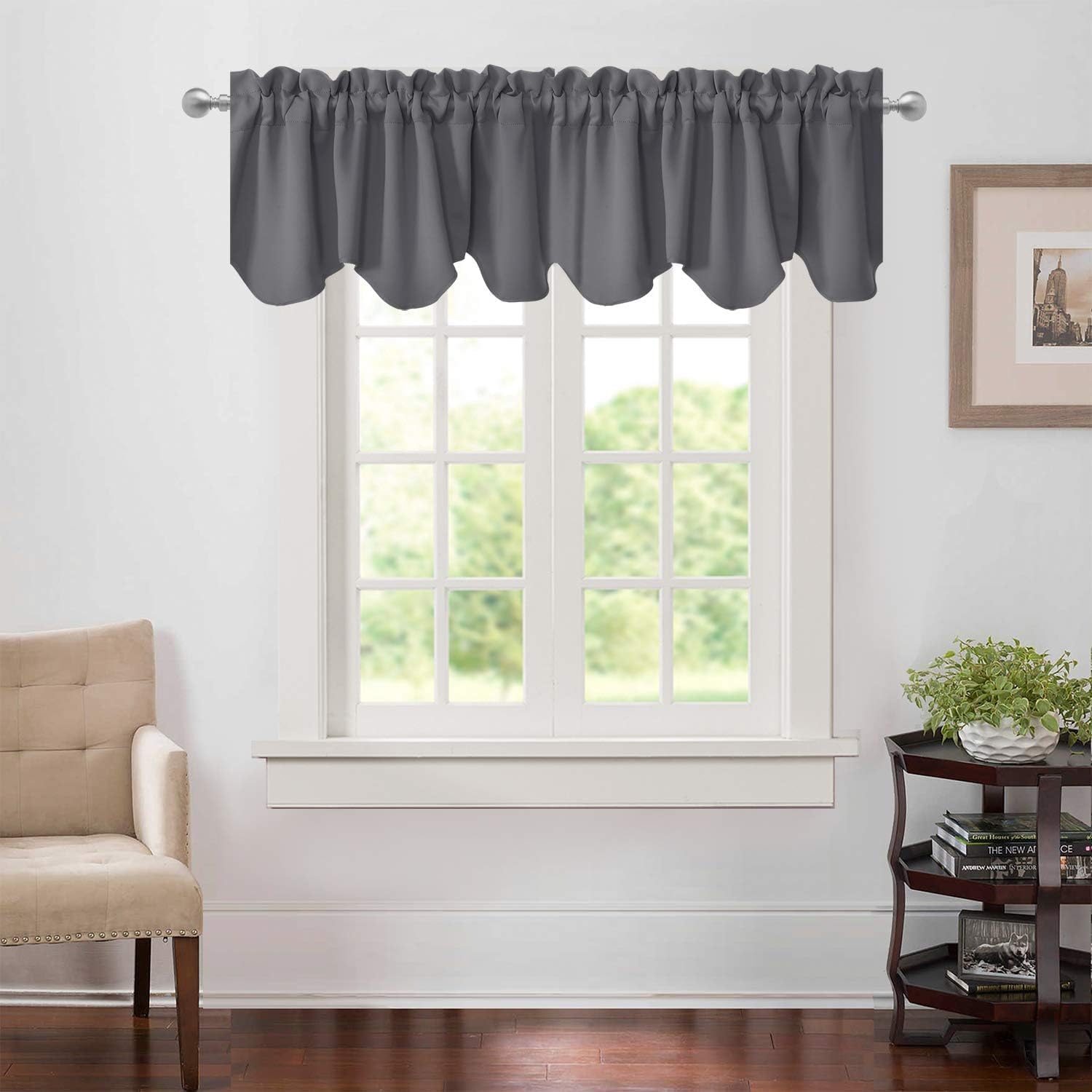 Aquazolax Grey Blackout Curtain Valances Set of 2