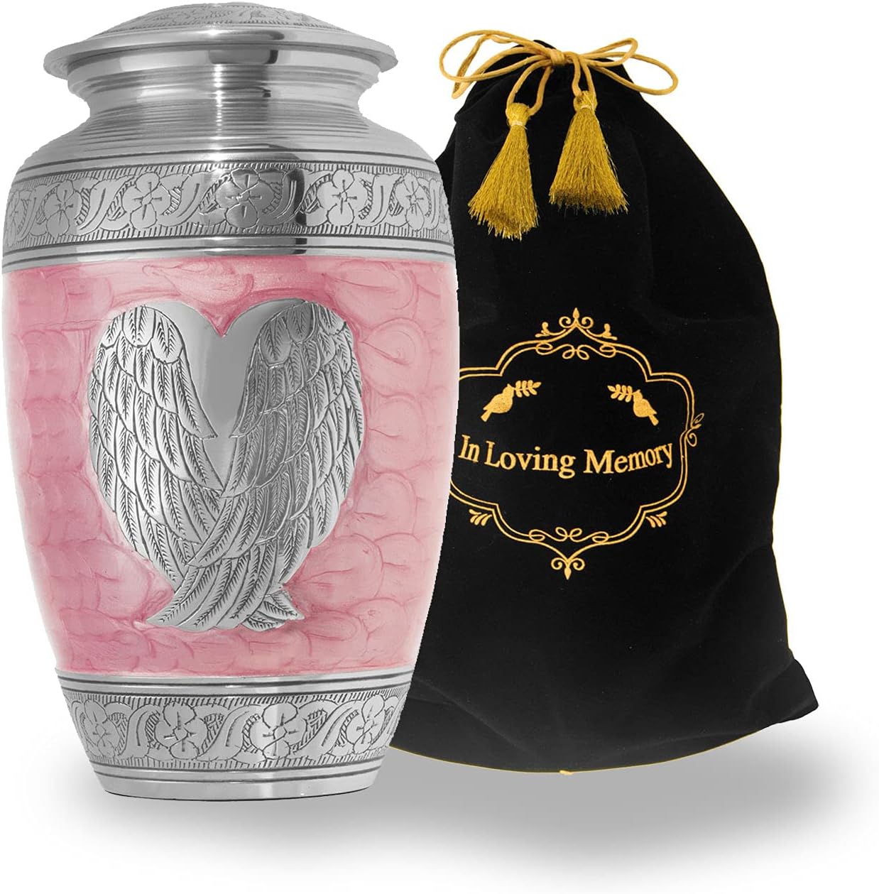 LETUSTO Cremation Urn for Human Ashes Angel Wing Pink