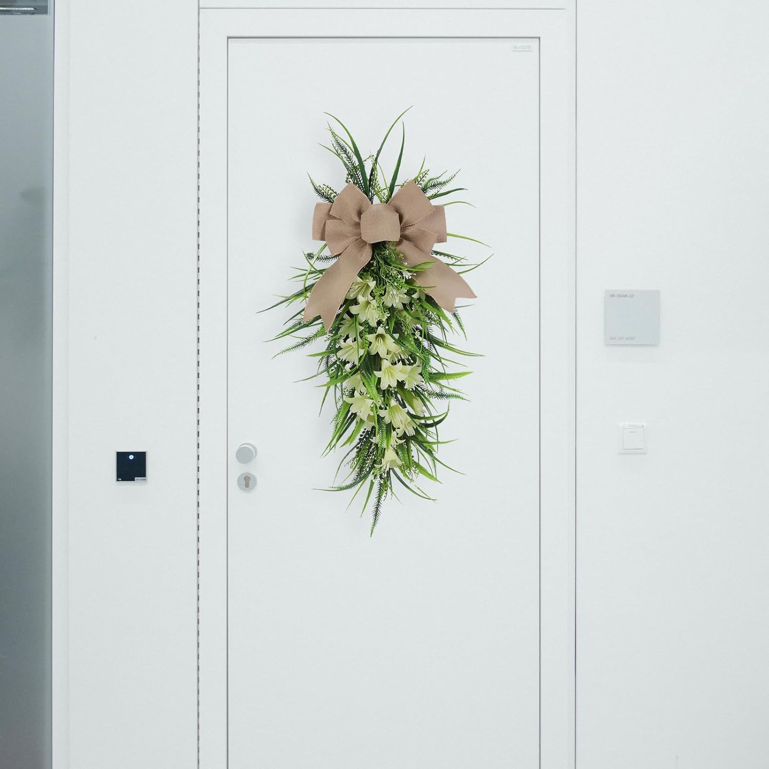 Artificial Lilies Teardrop Swag for Front Door