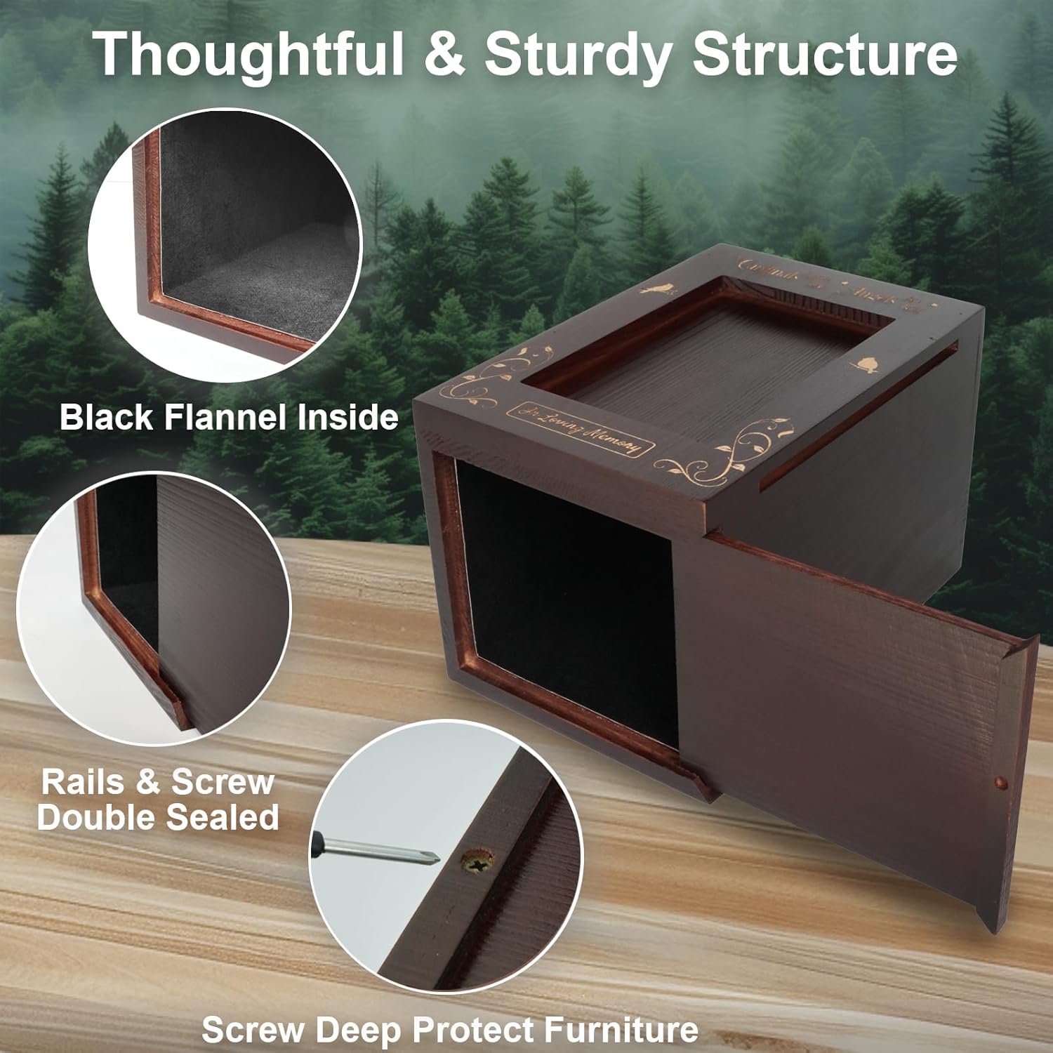 Wooden Cremation Urn with Photo Frame for Human Ashes