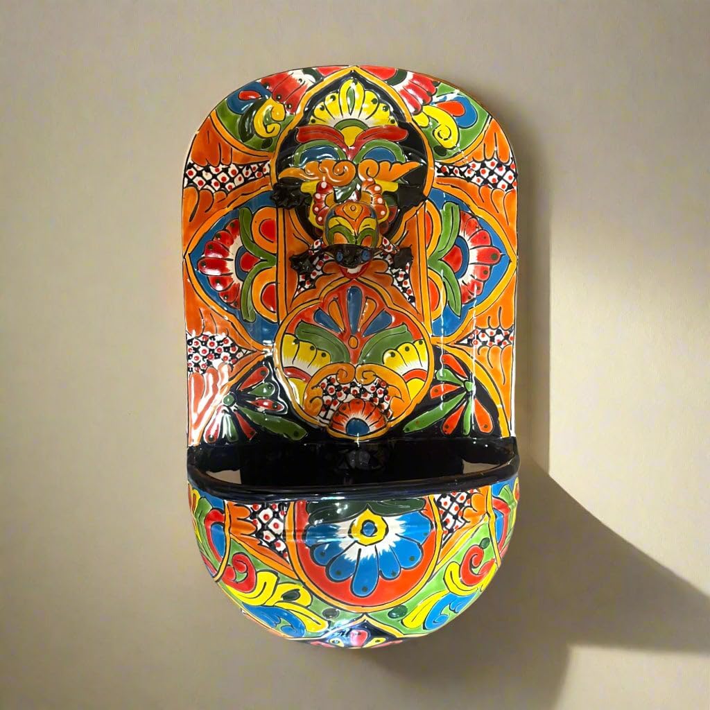 Talavera Wall Fountain Handcrafted Mexican Ceramic Decor
