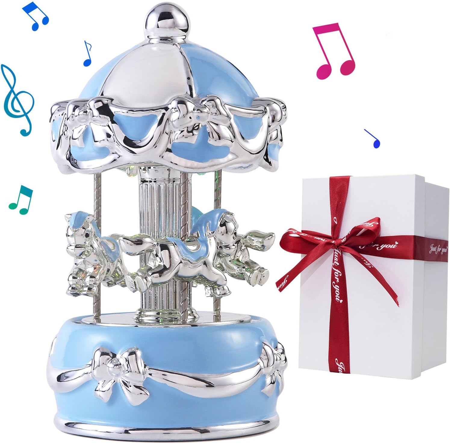 Blue Butterfly Ceramic Musical Carousel Gift