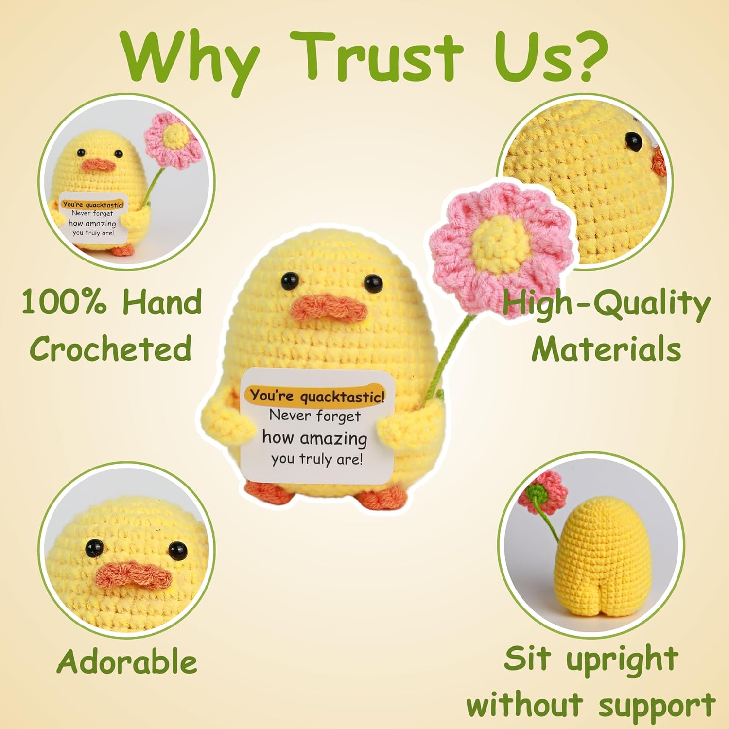Handmade Crochet Cheer Duck - Cute Funny Gift for Family and Friends