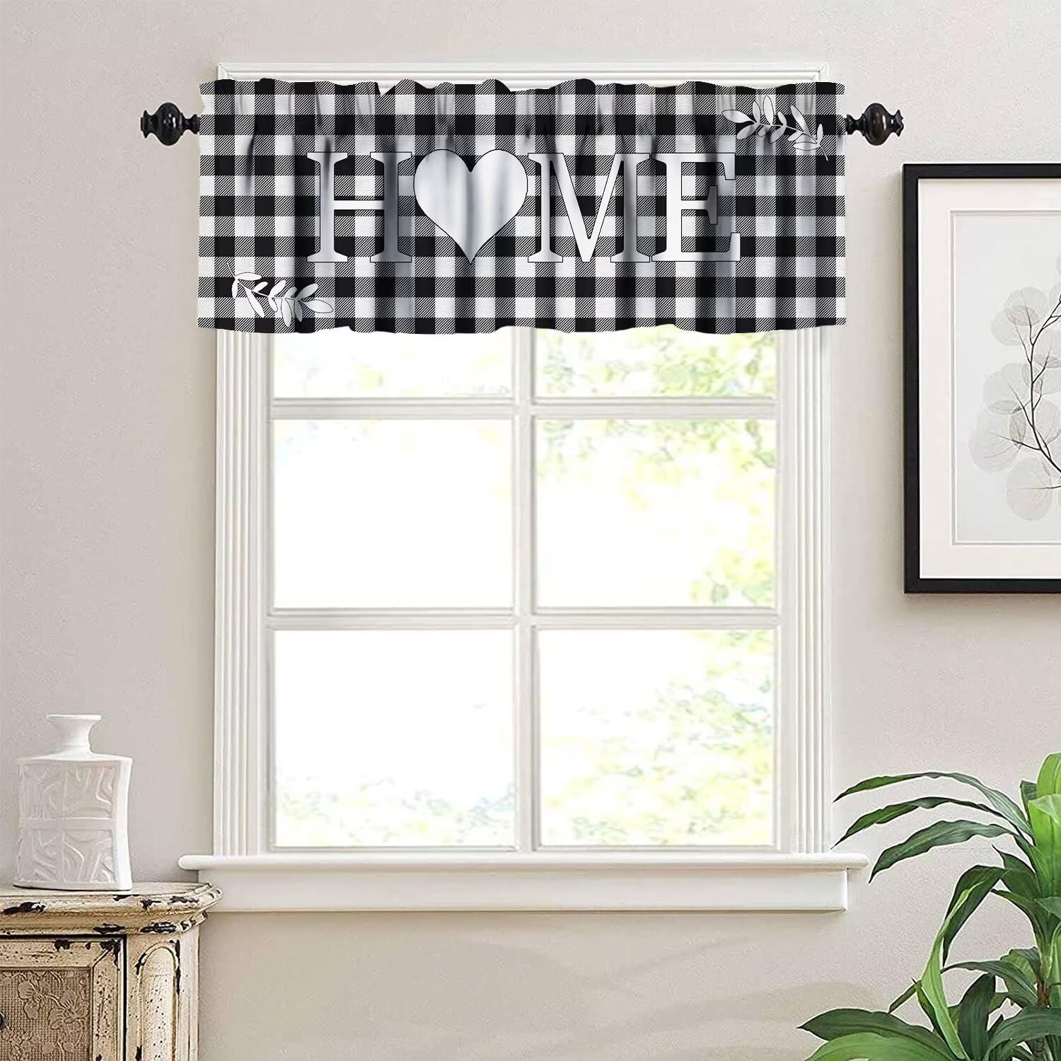 JESTRONRY Buffalo Plaid Valance Curtain 54x18in