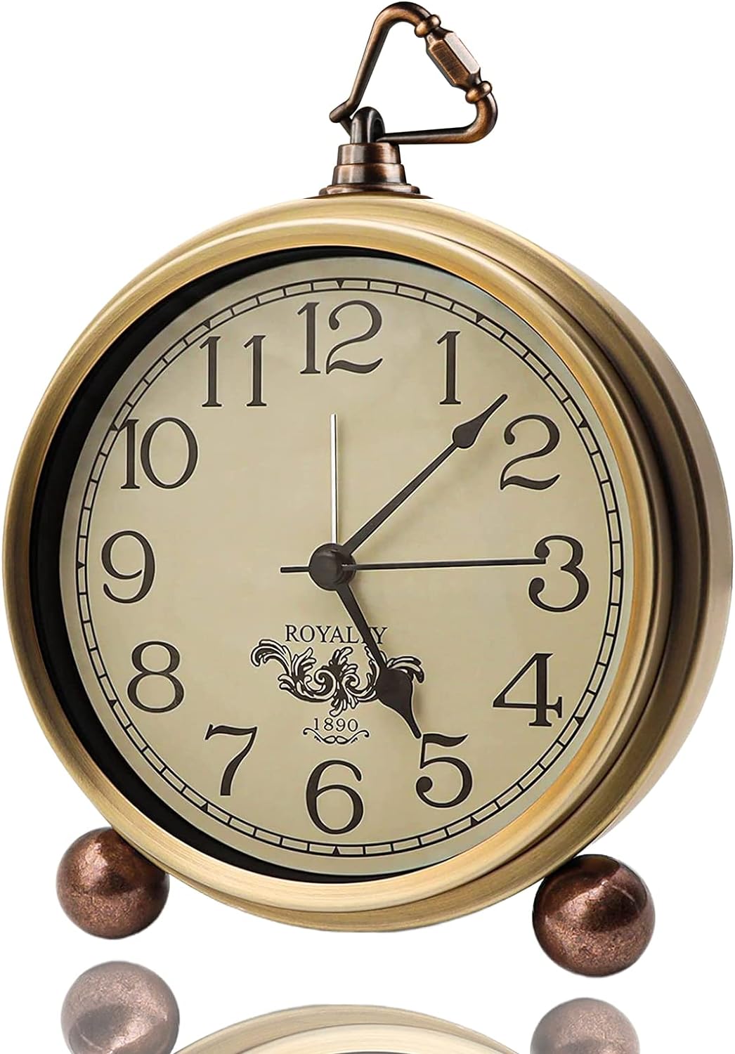 Justup Golden Table Clock with Silent Quartz Movement