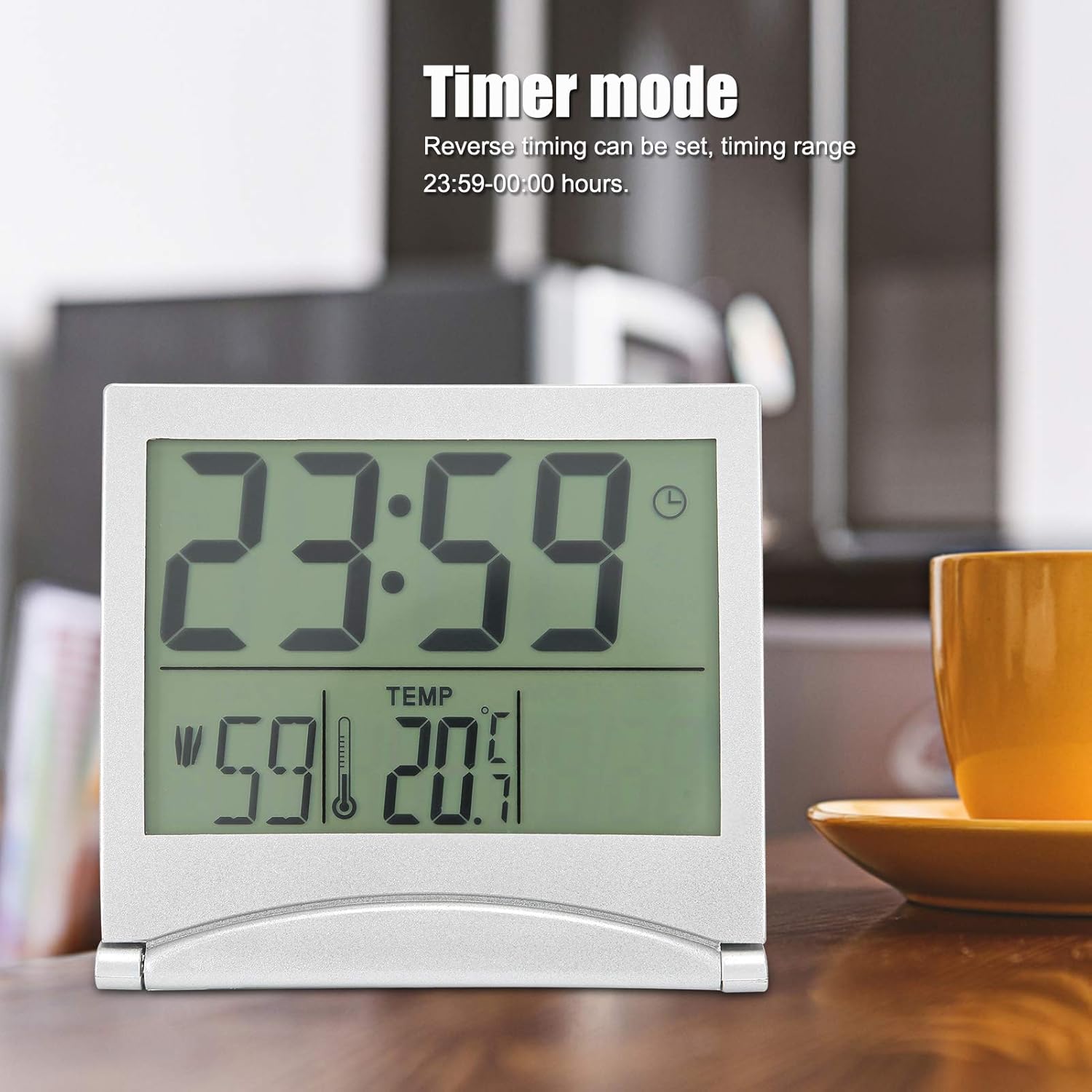 Aqur2020 Foldable Atomic Alarm Clock with Calendar and Temperature Display