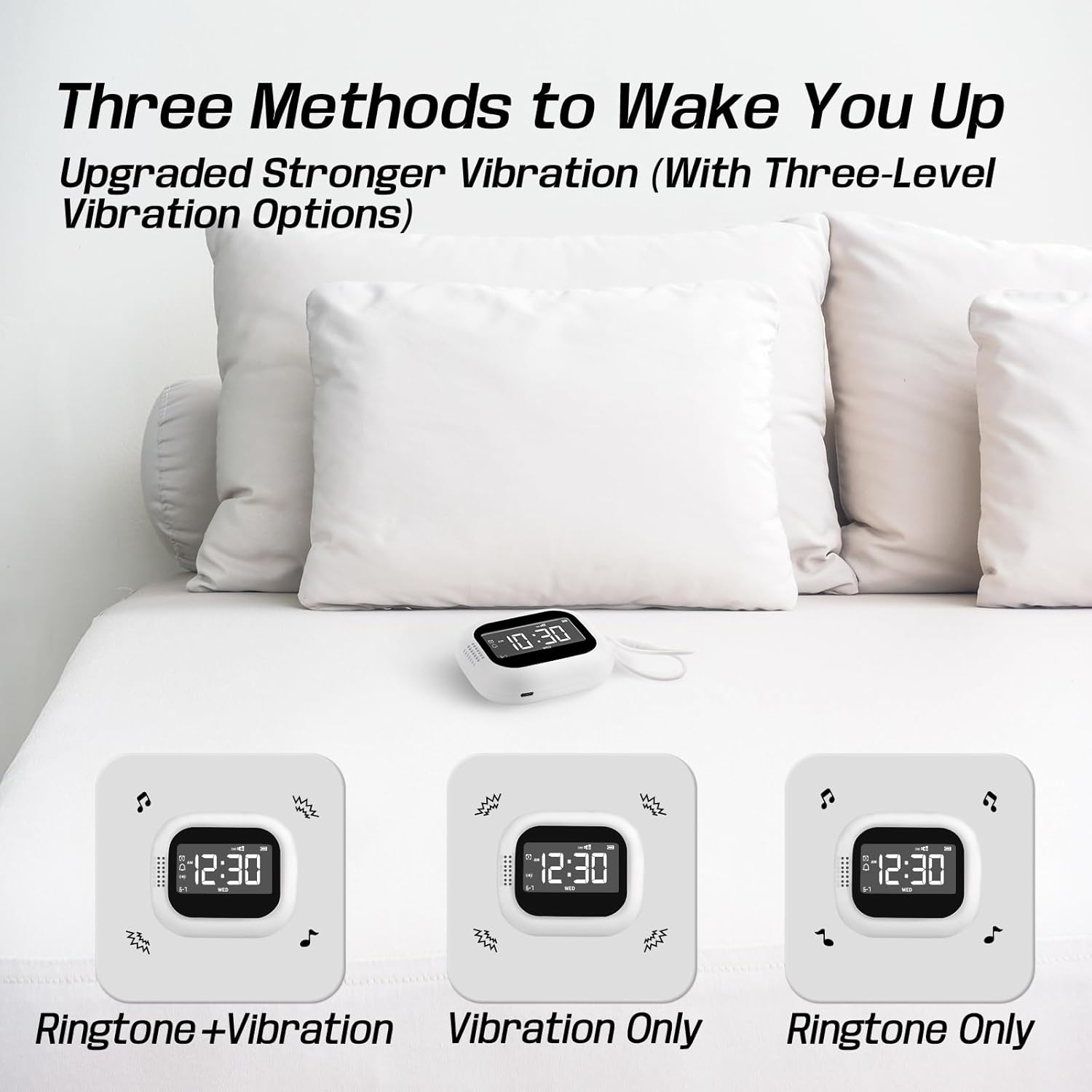 Vibrating Alarm Clock with White Noise and Sleep Sounds