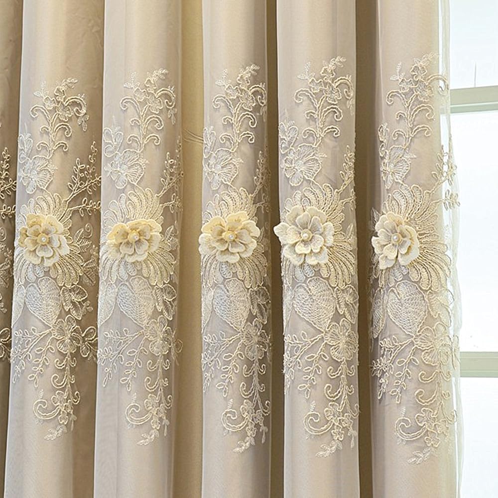 Amidoudou 1 Pair Luxury Curtains with Valance Light Brown 51x90 Inch