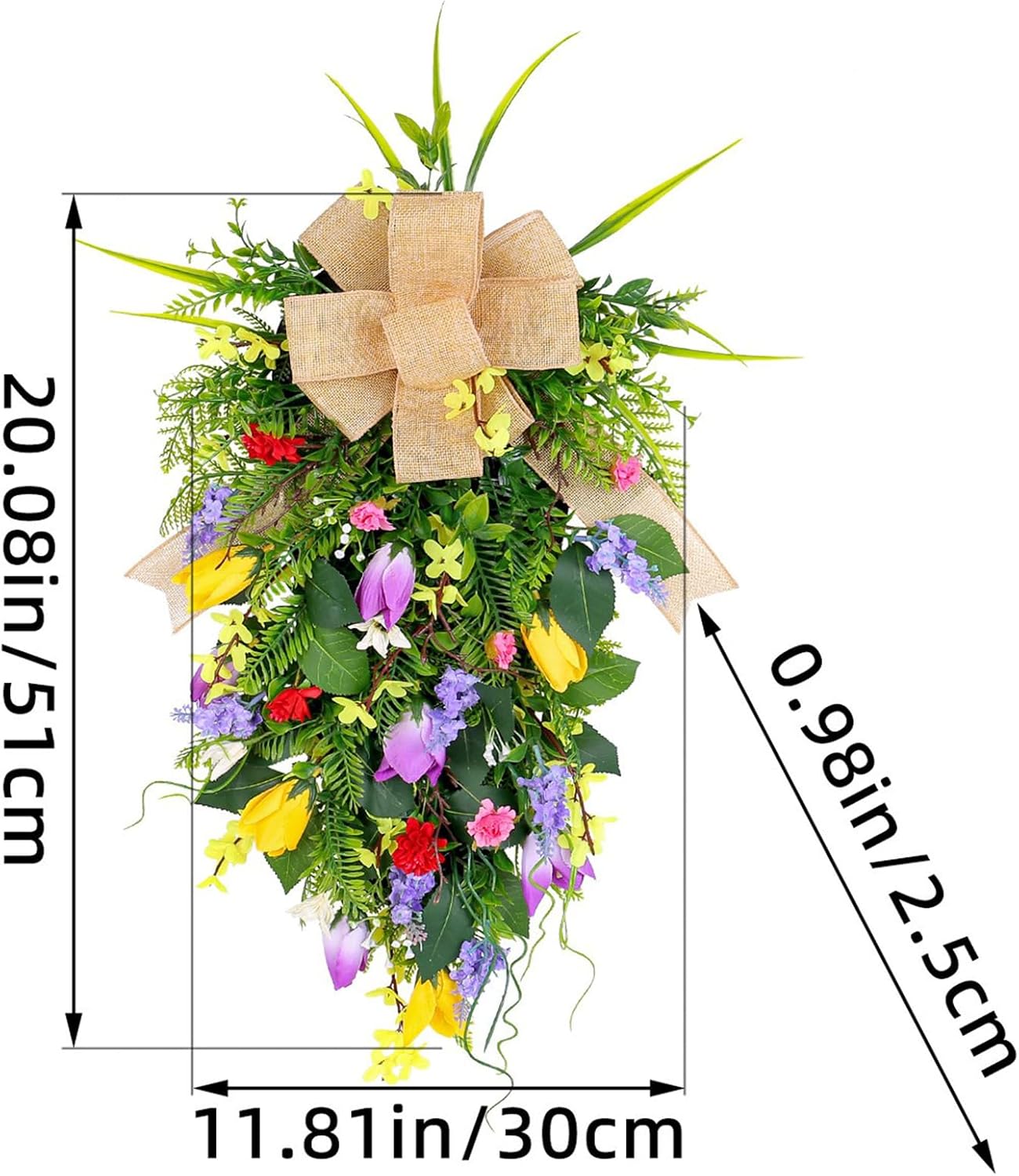 Tulips Teardrop Swag Decorative Wall Decor with Greenery